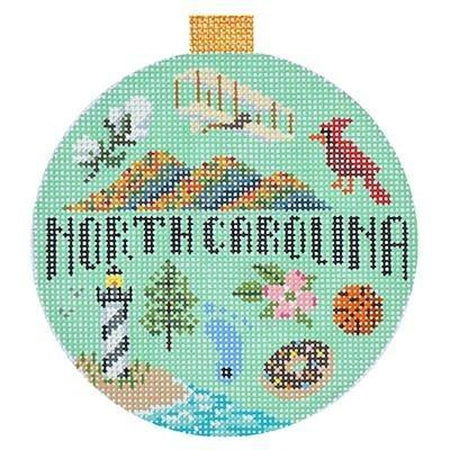 North Carolina Travel Round Needlepoint Canvas - KC Needlepoint