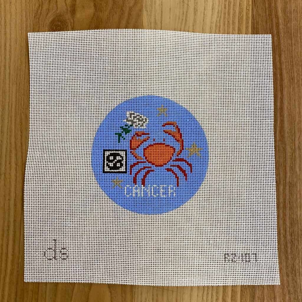 Cancer Zodiac Round Canvas - needlepoint