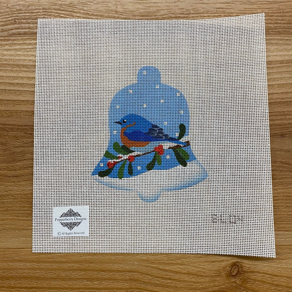 Blue Bird Snow Bell Canvas - needlepoint