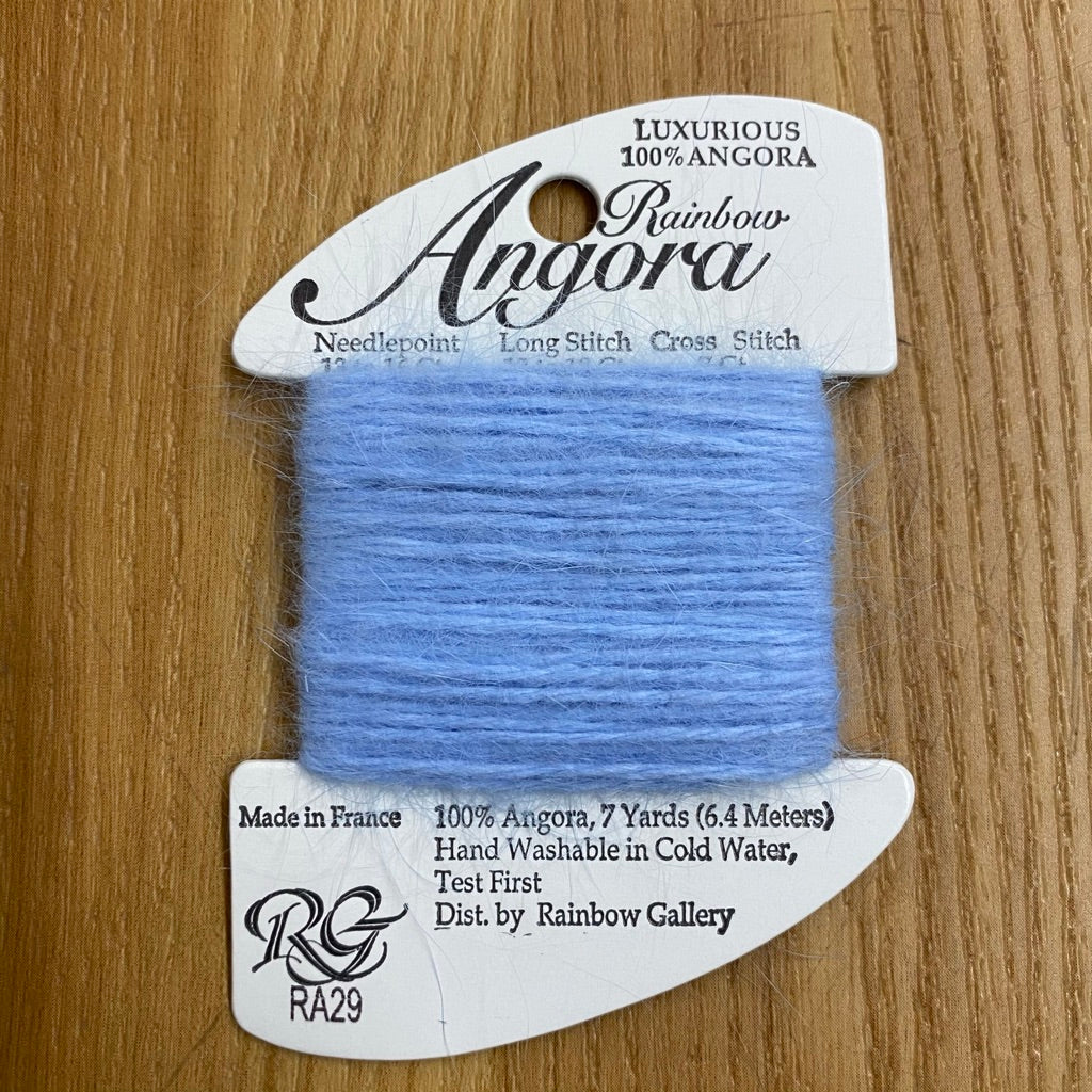 Rainbow Angora RA29 Blue Booties - needlepoint