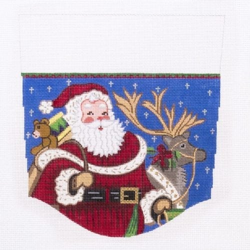 Santa with Reindeer Topper Canvas - KC Needlepoint