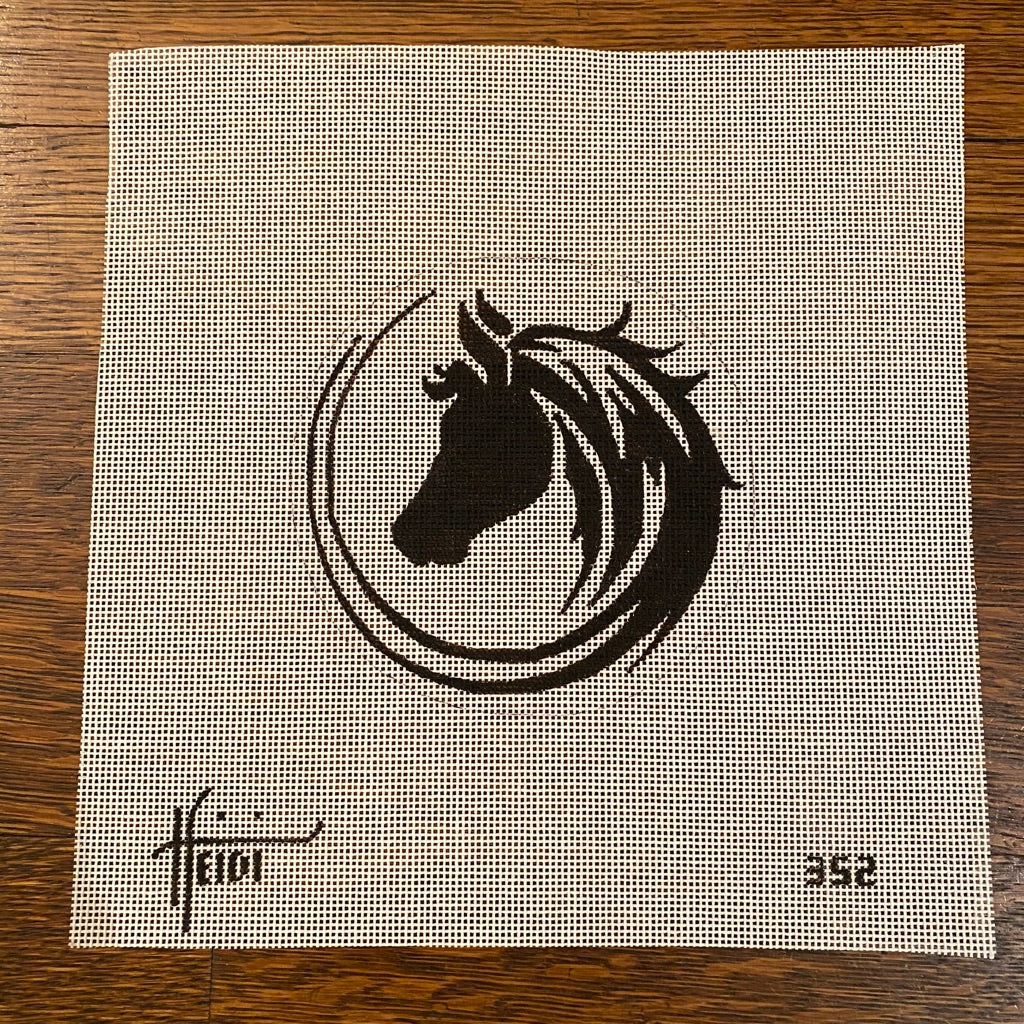 Horse Round Canvas - needlepoint