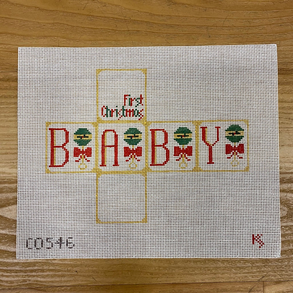Baby's 1st Red/Green Package Canvas - KC Needlepoint