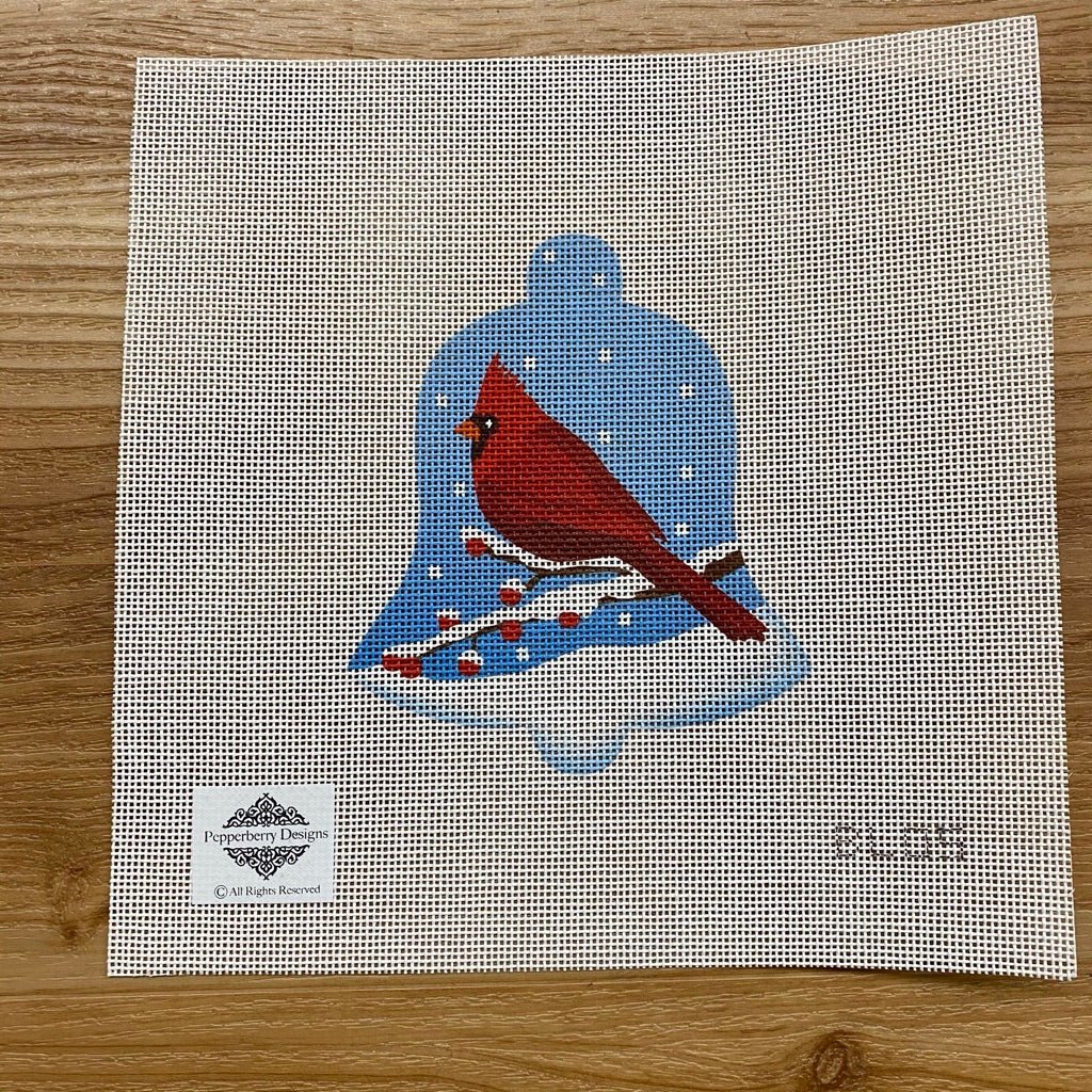 Cardinal Snow Bell Canvas - needlepoint