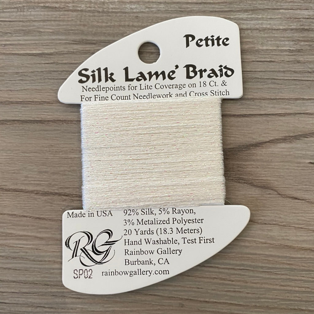 Petite Silk Lamé Braid SP02 White - KC Needlepoint