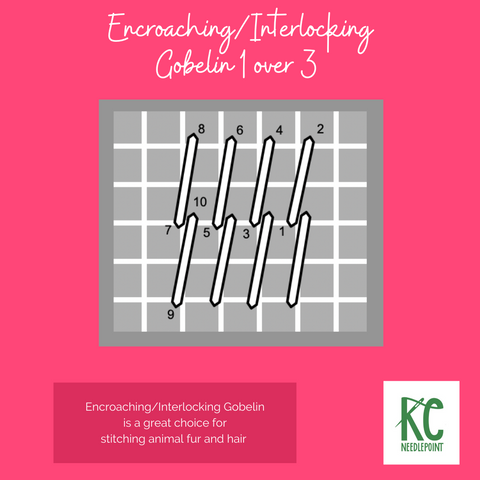 Encroaching/Interlocking Gobelin 1 over 3- Reverse – KC Needlepoint