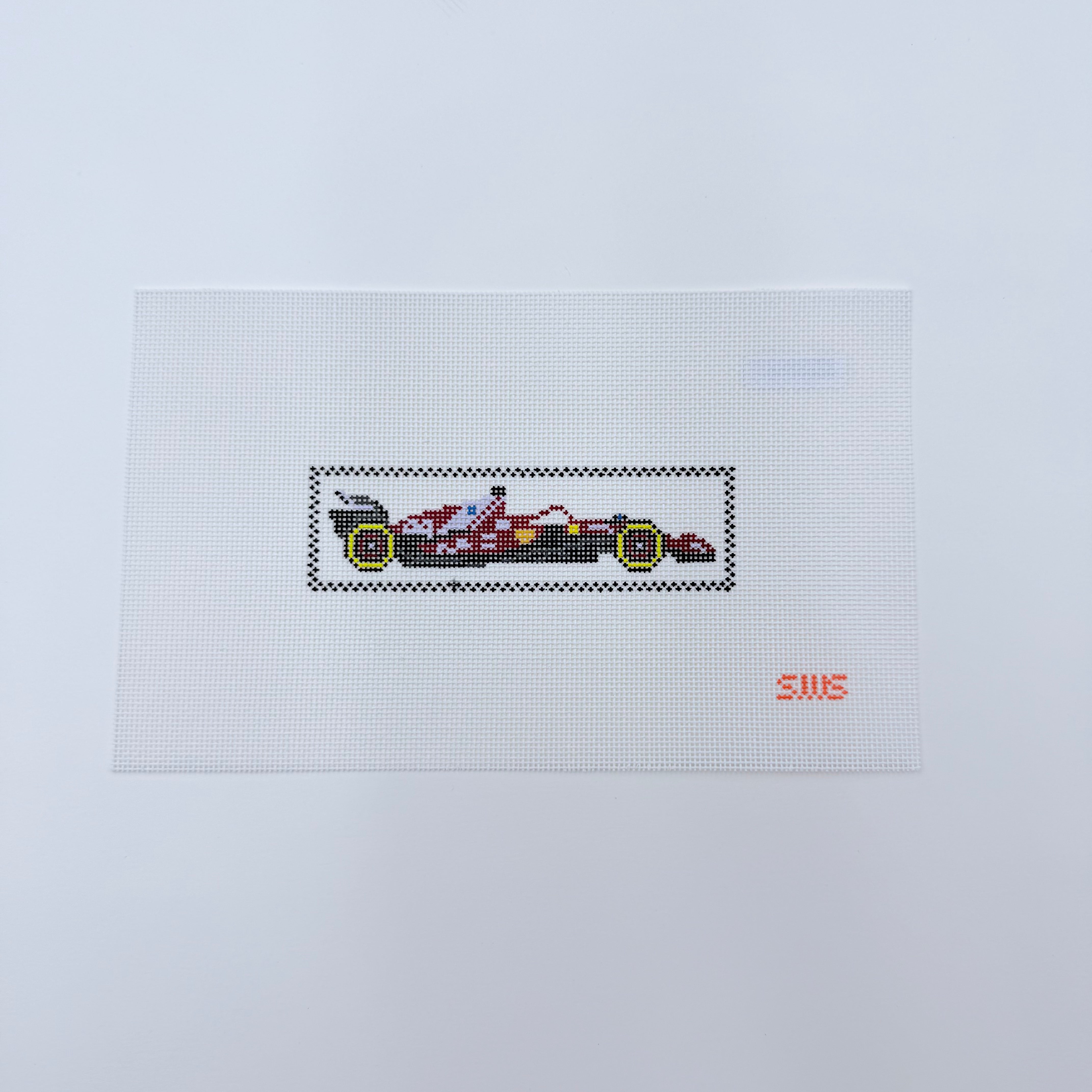 Maroon Race Car Canvas - KC Needlepoint