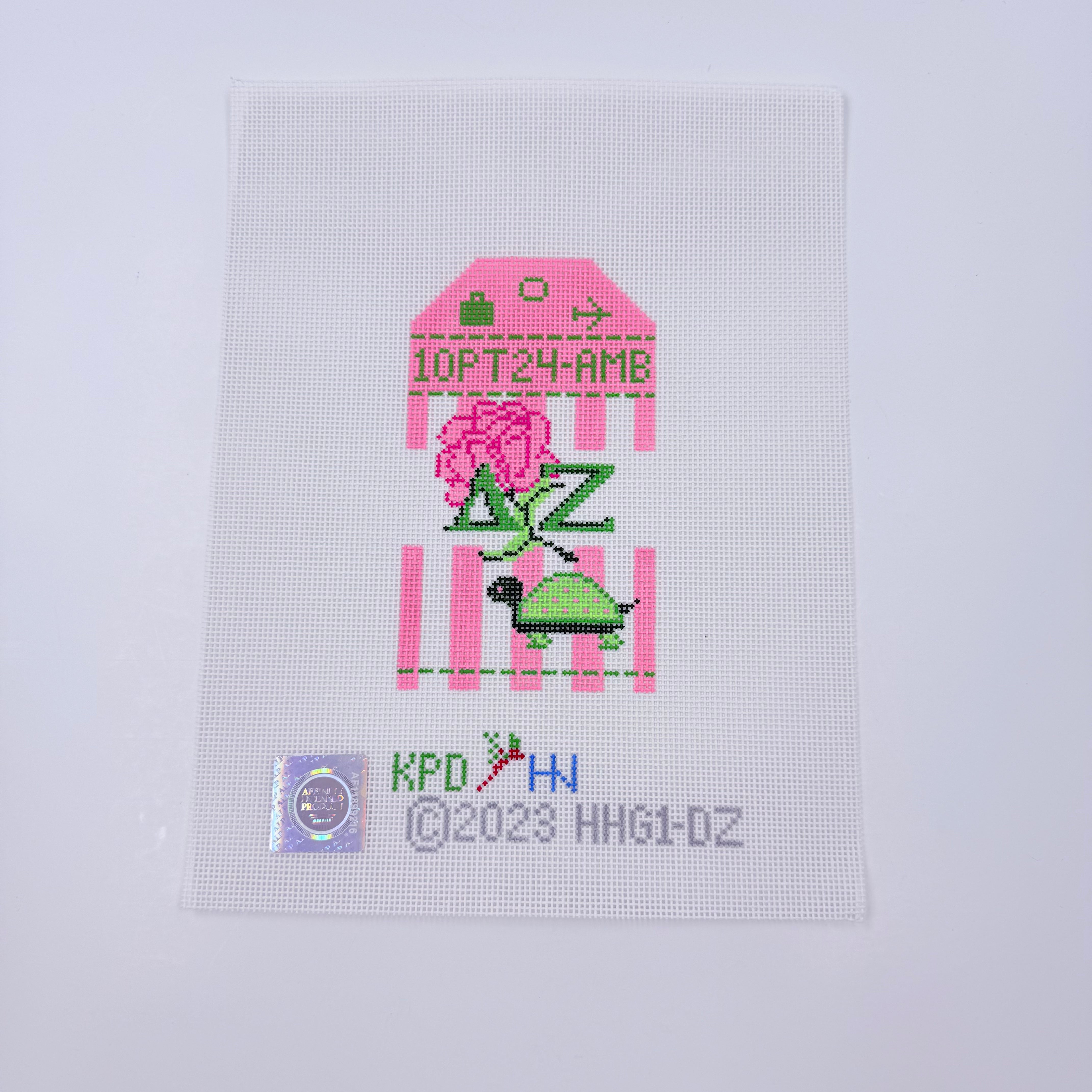 Delta Zeta Travel Tag Canvas - KC Needlepoint