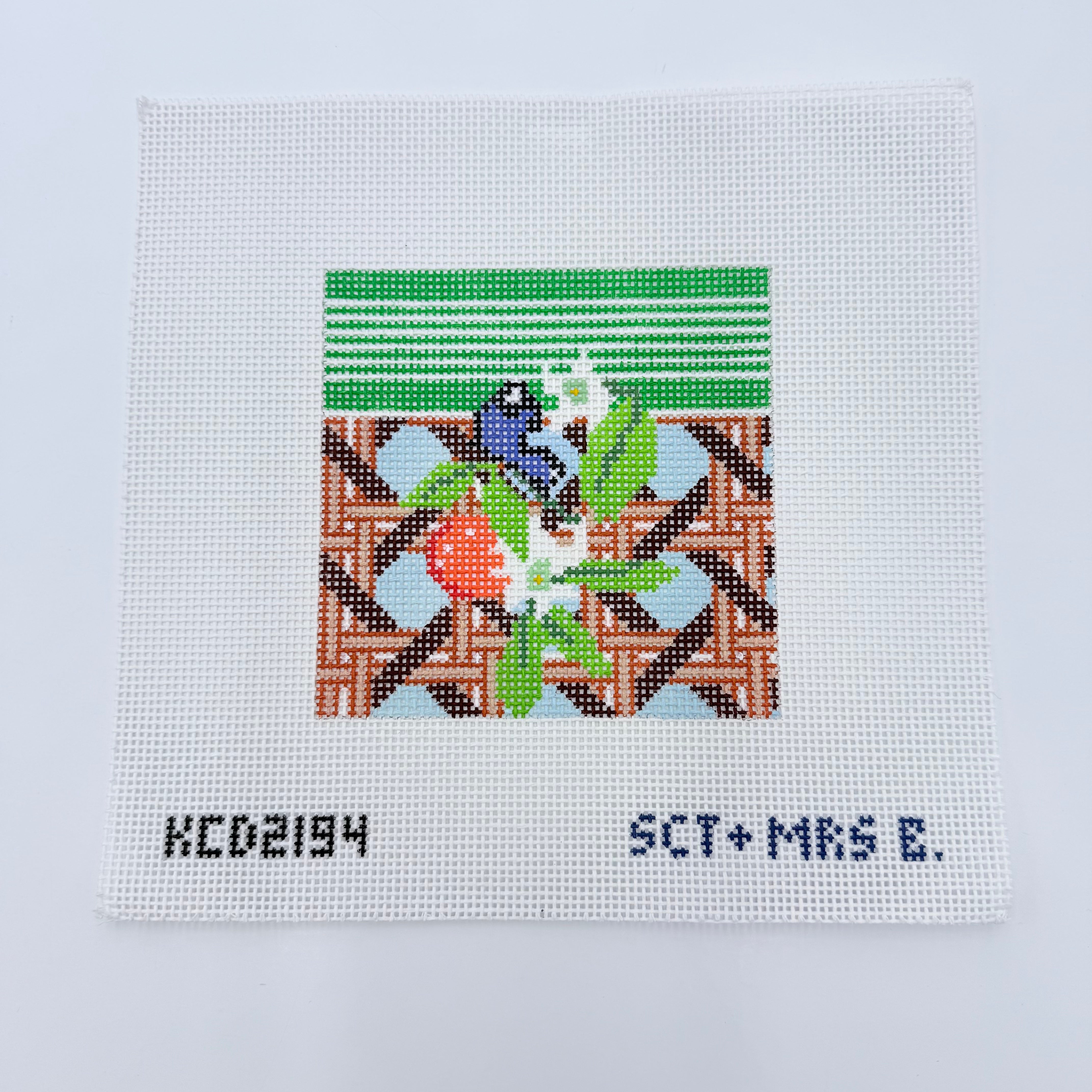 Orange Blossoms and Butterfly on Leigh Square Canvas - KC Needlepoint