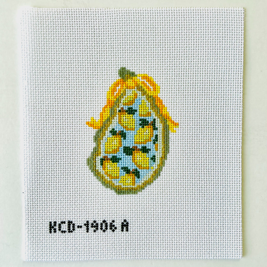 Lemons Gilded Oyster Canvas - KC Needlepoint