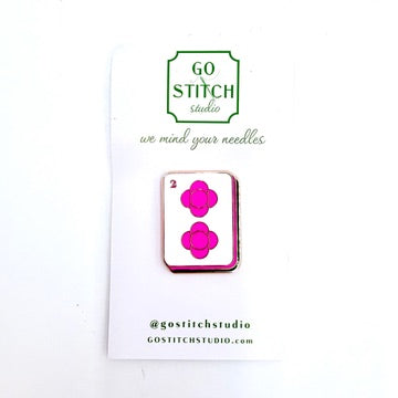 Hot Pink Mahj Tile Needle Minder - KC Needlepoint