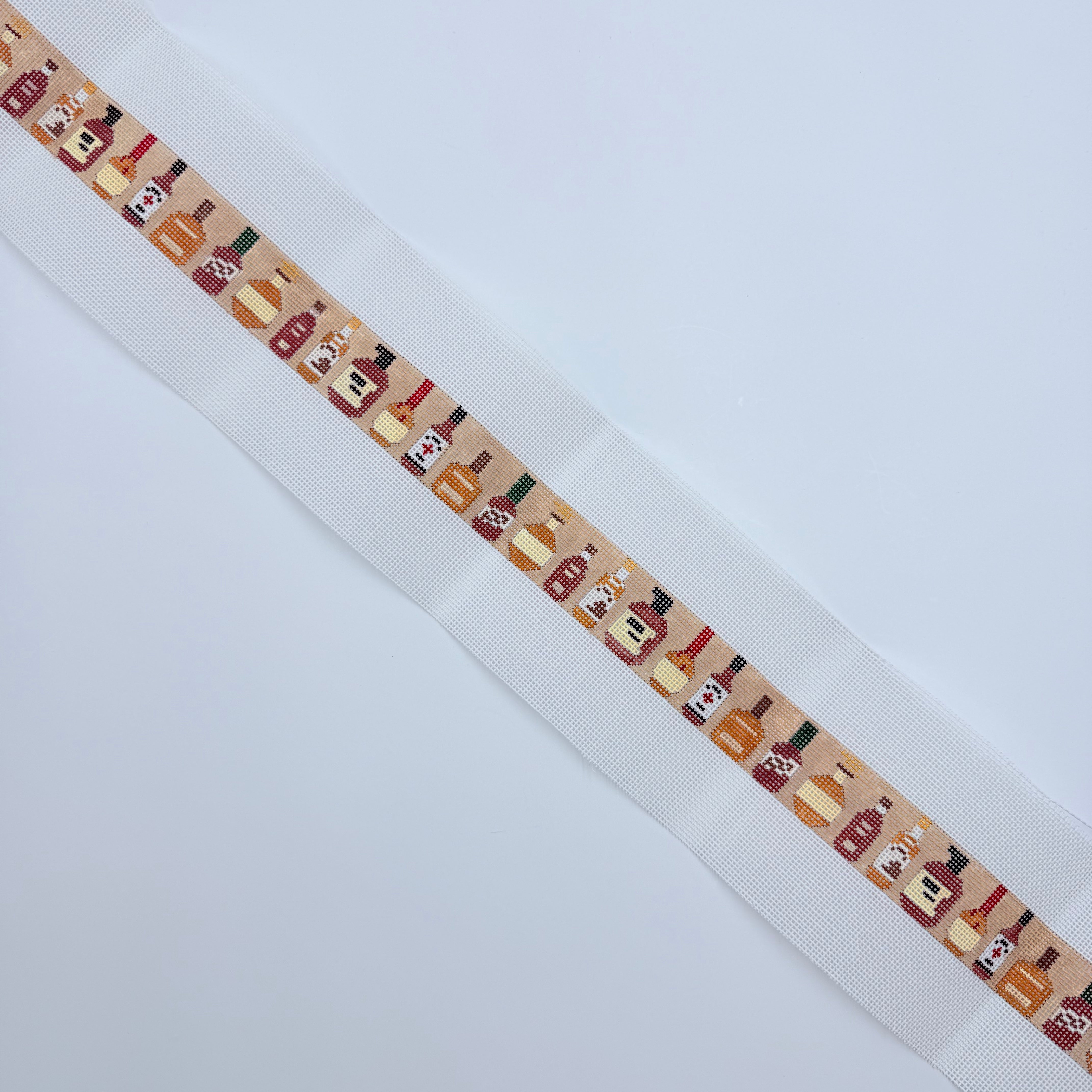 Bourbon Bottles Belt Canvas - KC Needlepoint