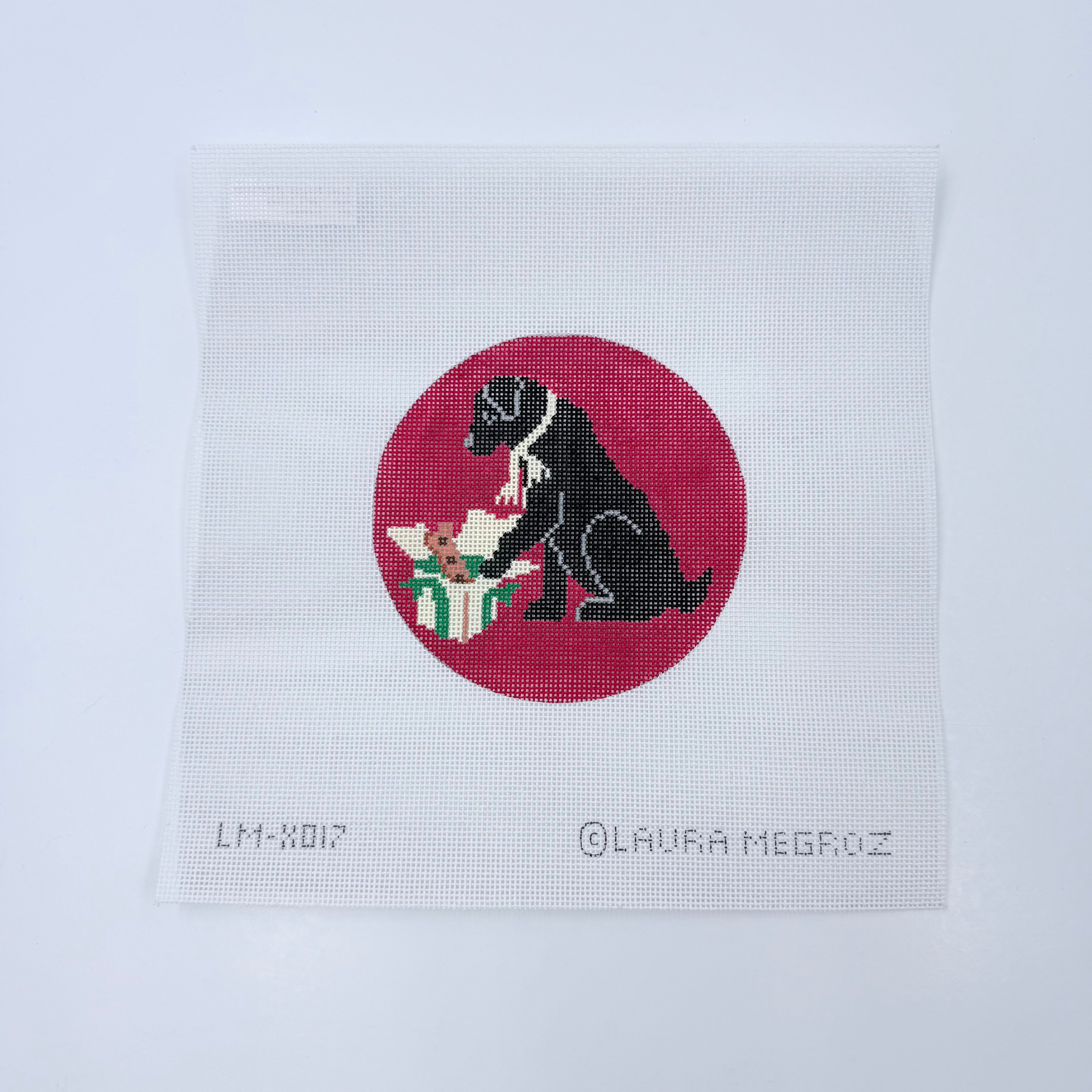 Christmas Morning Black Lab Ornament Canvas - KC Needlepoint