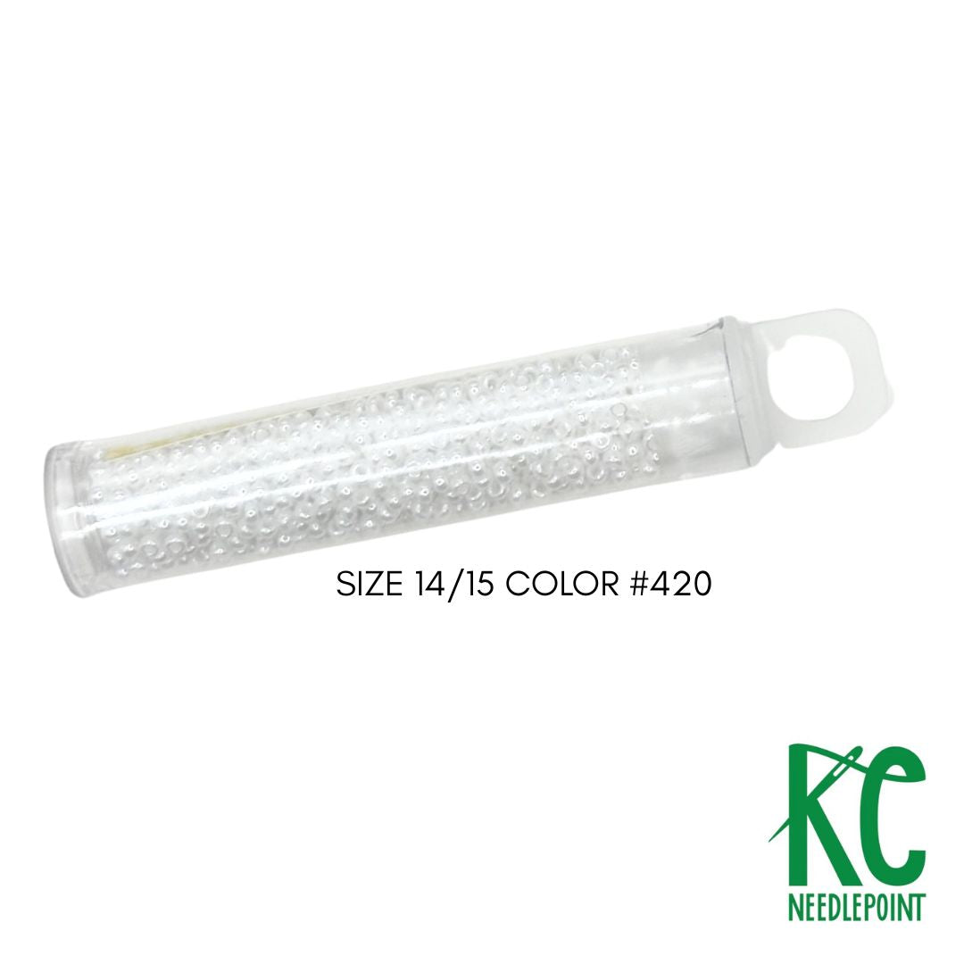 Size 14/15 Seed Beads 420 White - KC Needlepoint