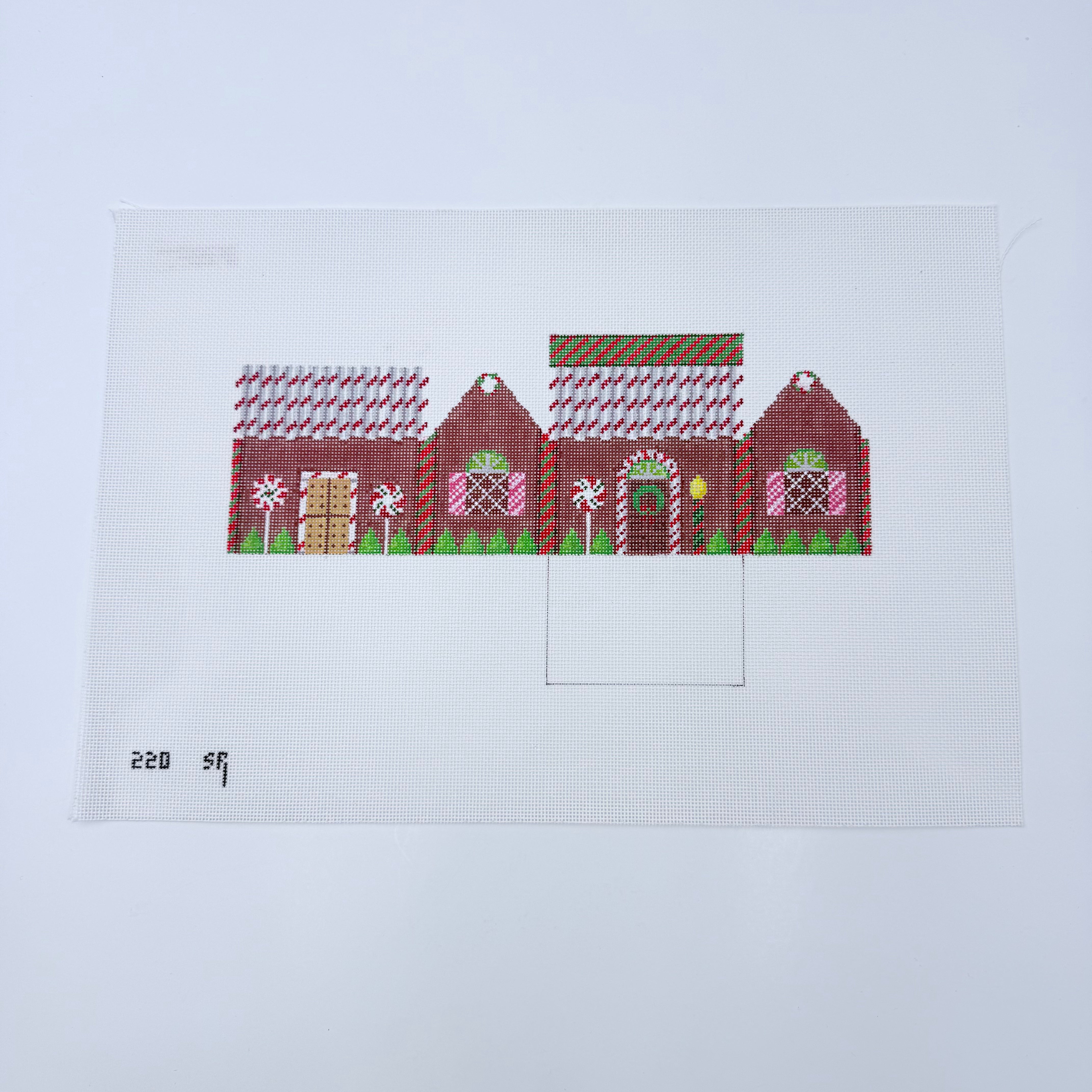 Chocolate and Peppermint Sticks House Canvas - KC Needlepoint