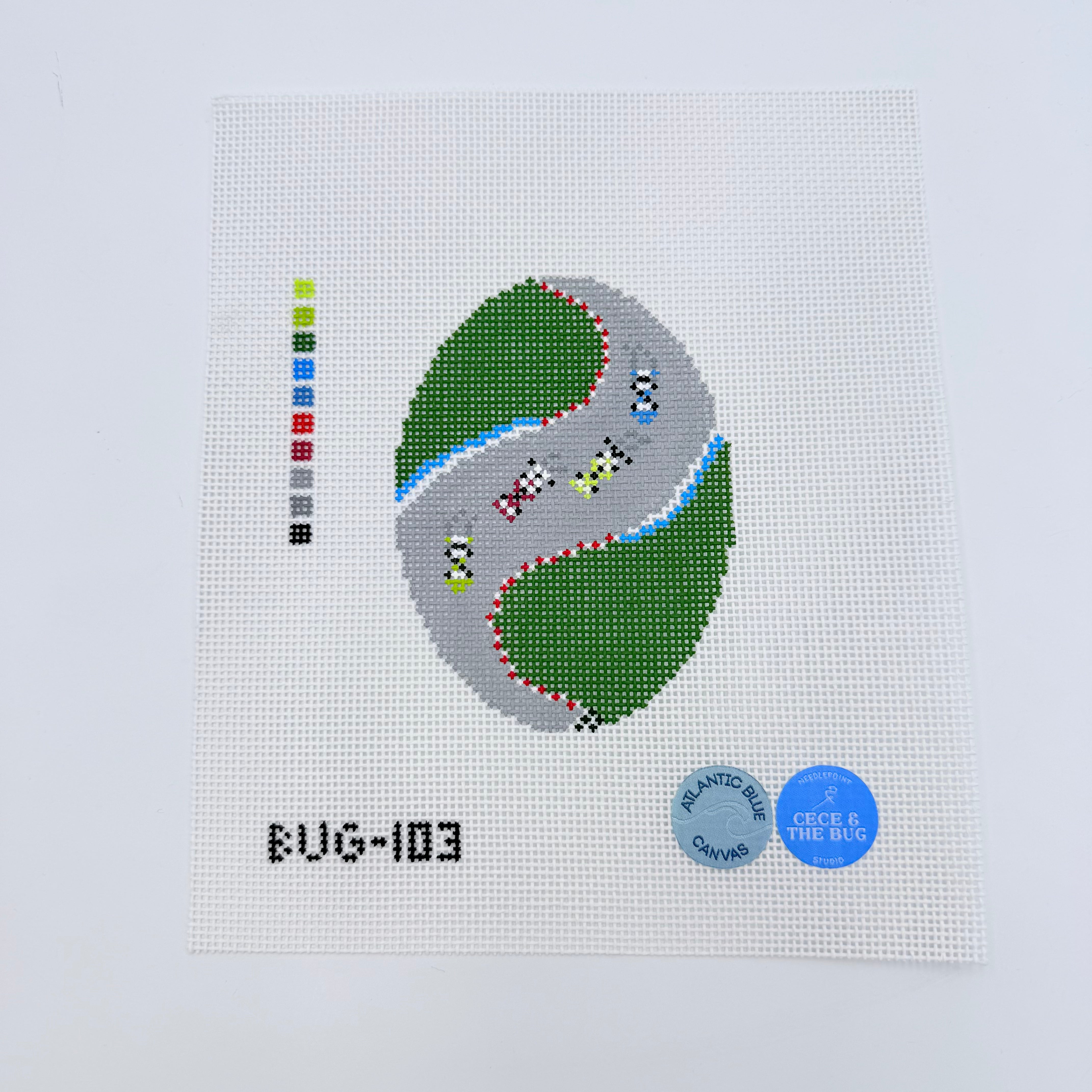 Racers from Above Oval Canvas - KC Needlepoint