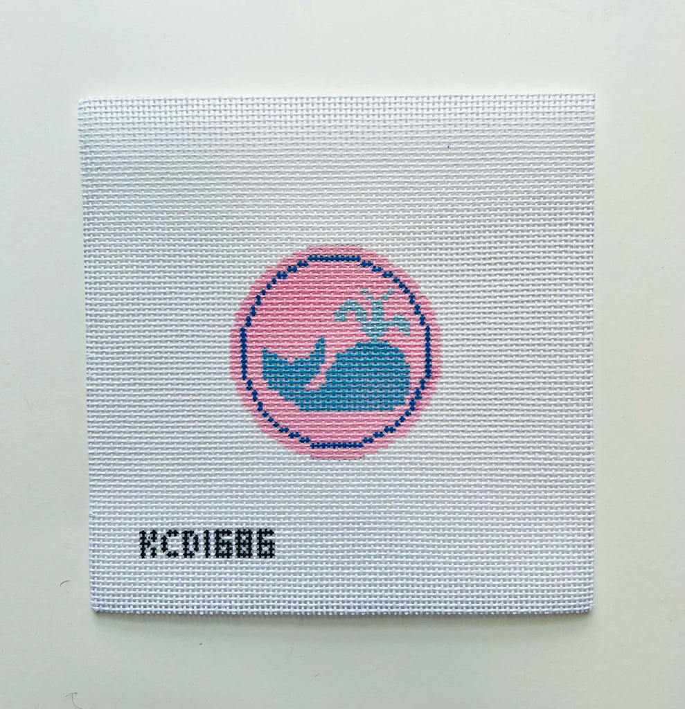 Blue Whale on Pink Canvas - KC Needlepoint
