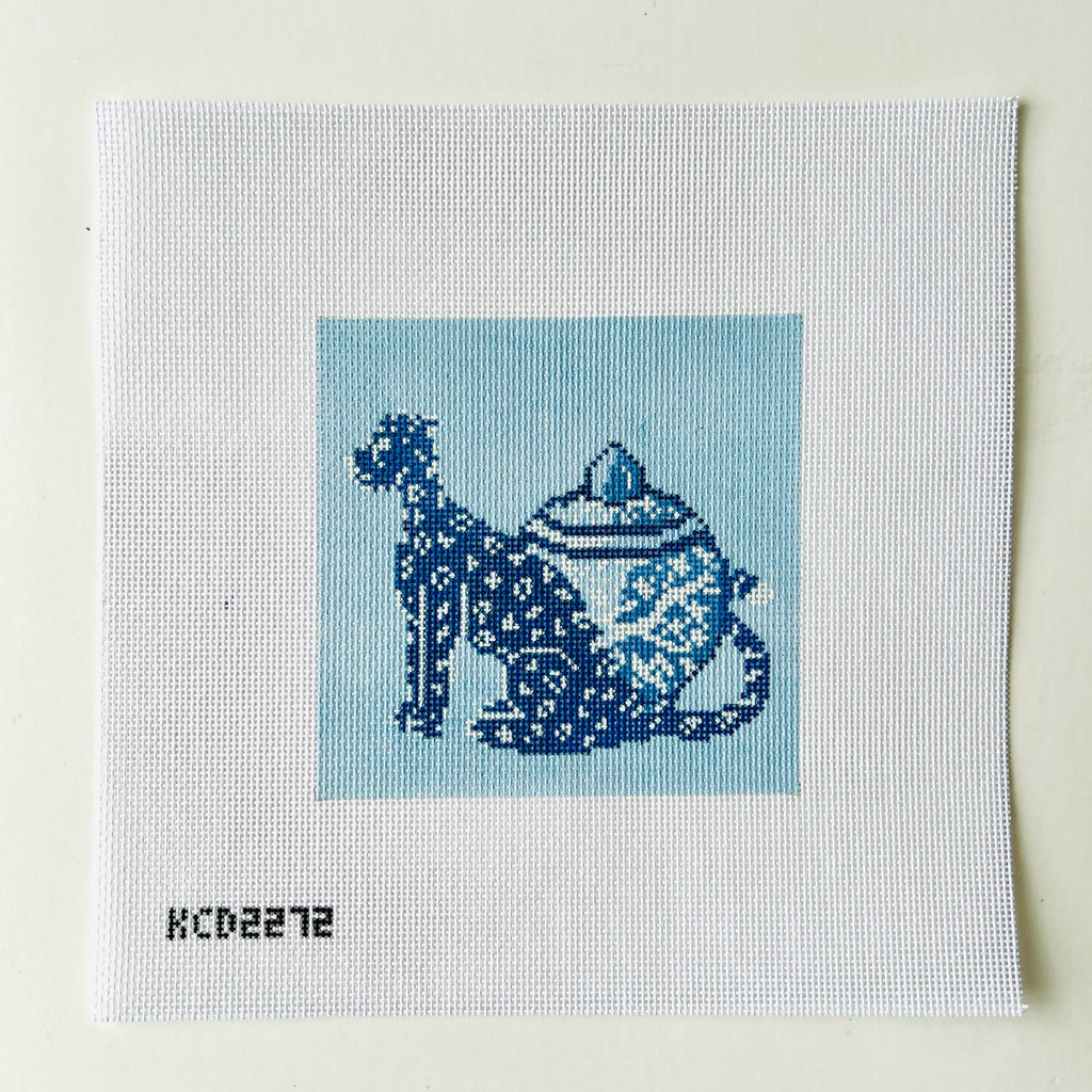 Leopard and Lidded Jar Canvas - KC Needlepoint