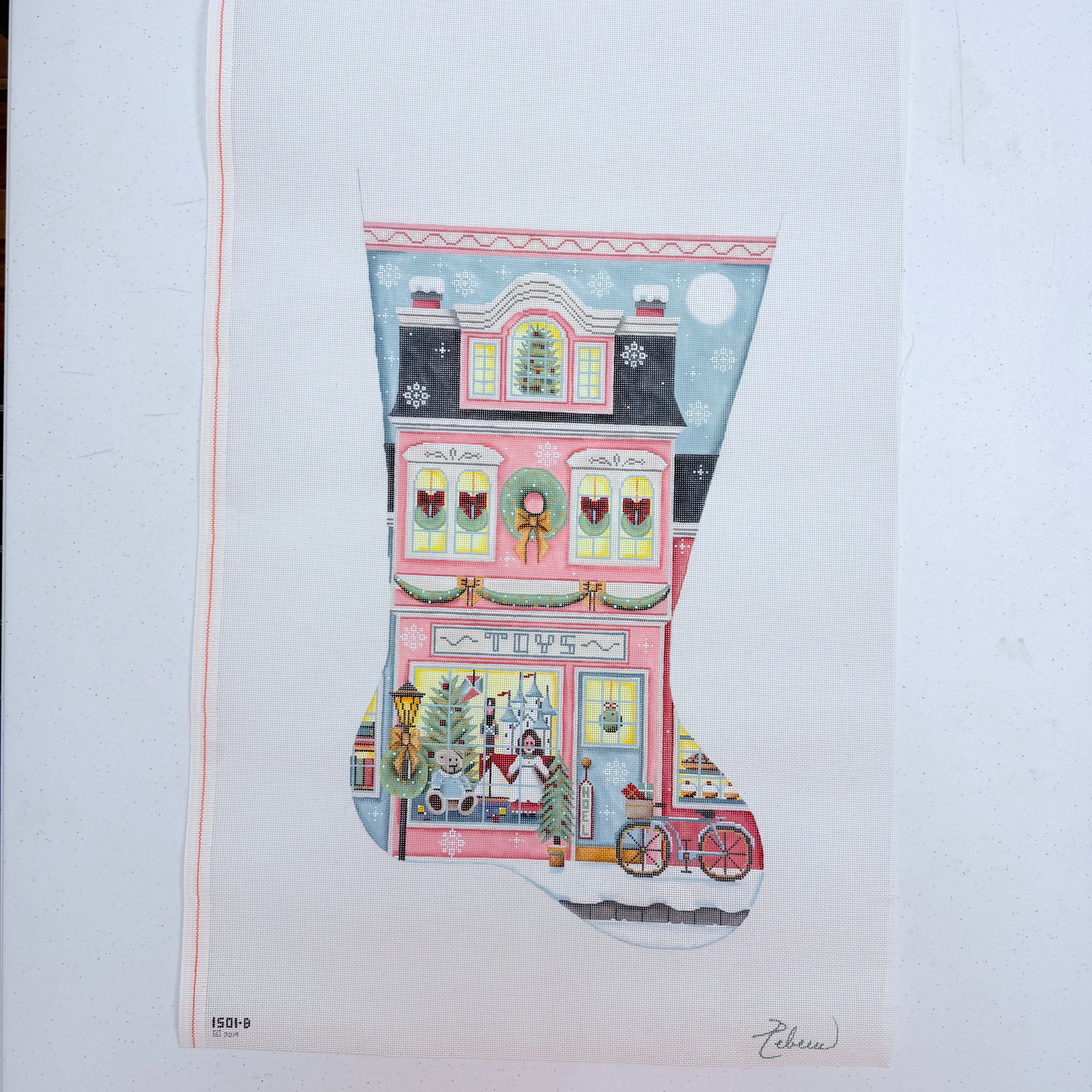 Toy Shop Pink Stocking Canvas - KC Needlepoint