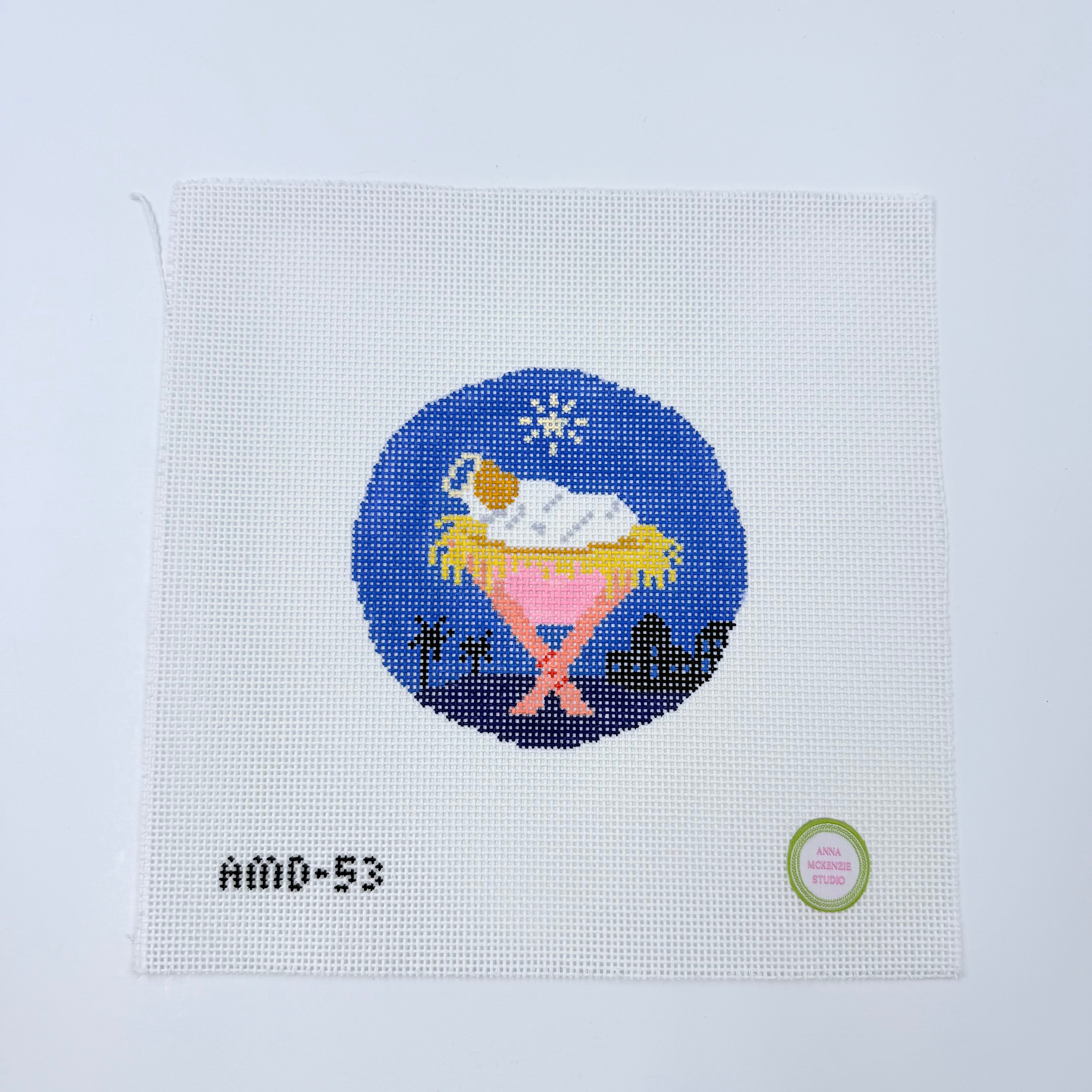 Away in a Manger Round Canvas - KC Needlepoint