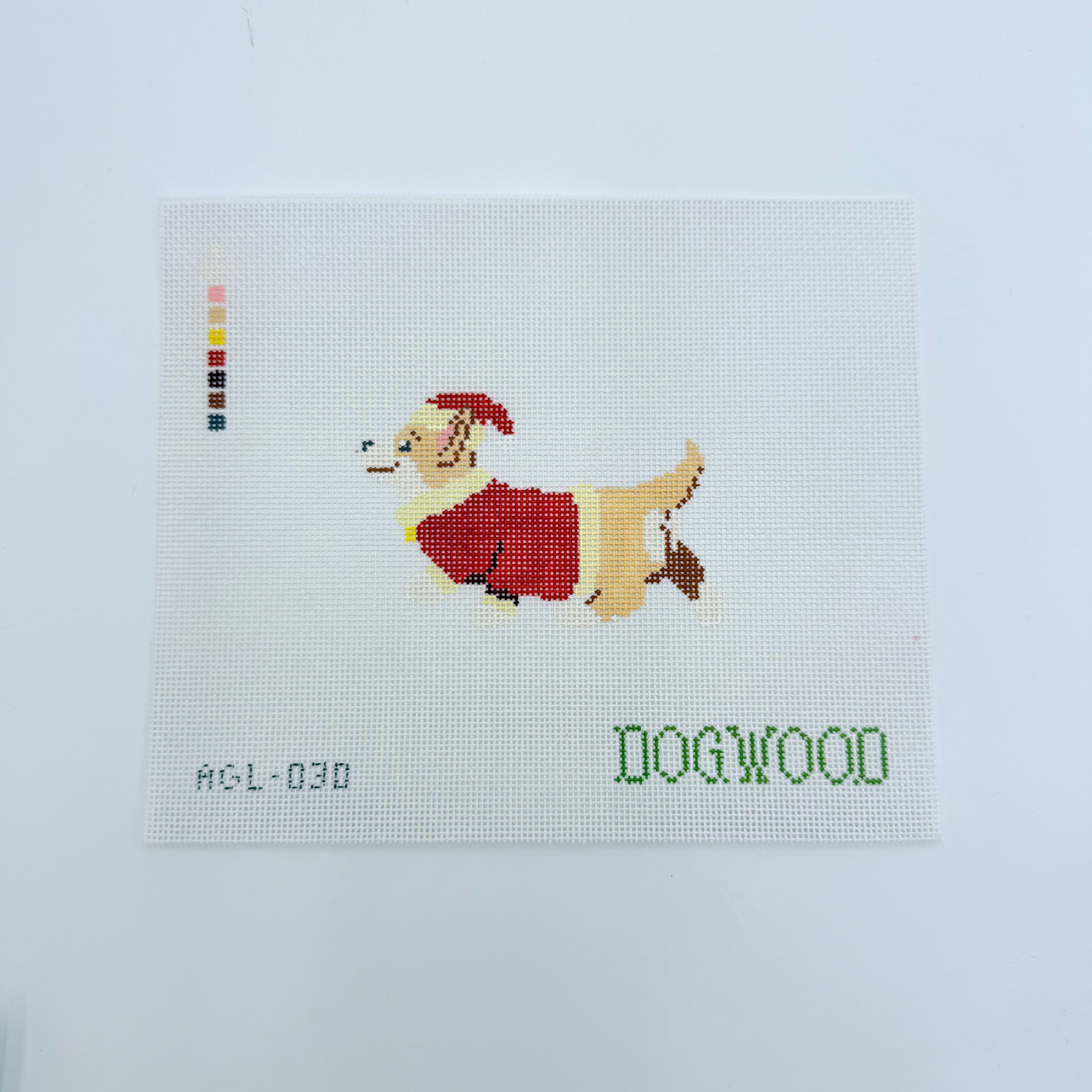 Santa Corgi Canvas - KC Needlepoint