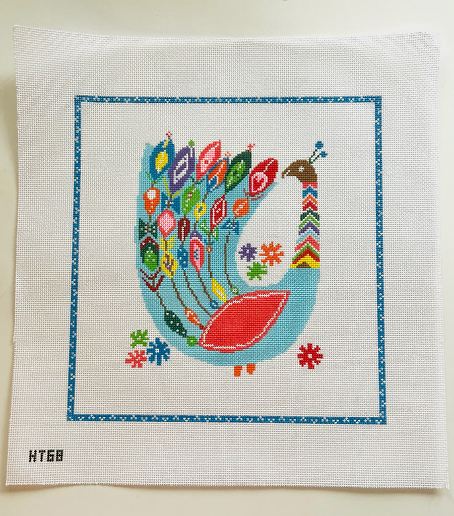 Colorful Peacock Canvas - KC Needlepoint