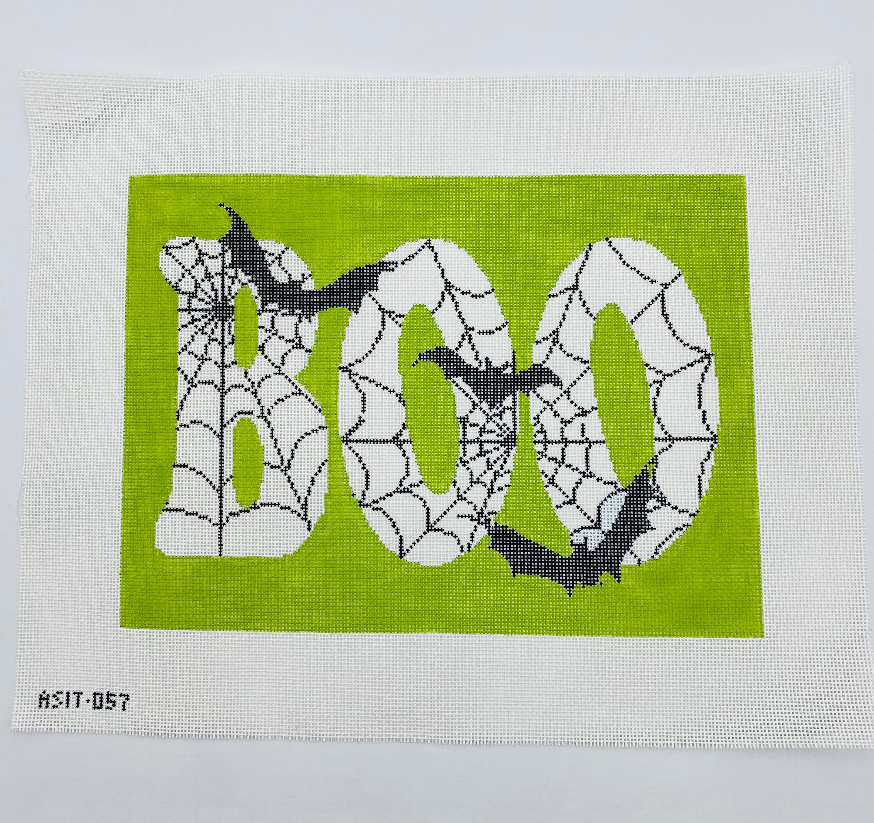 Boo in Green Canvas - KC Needlepoint