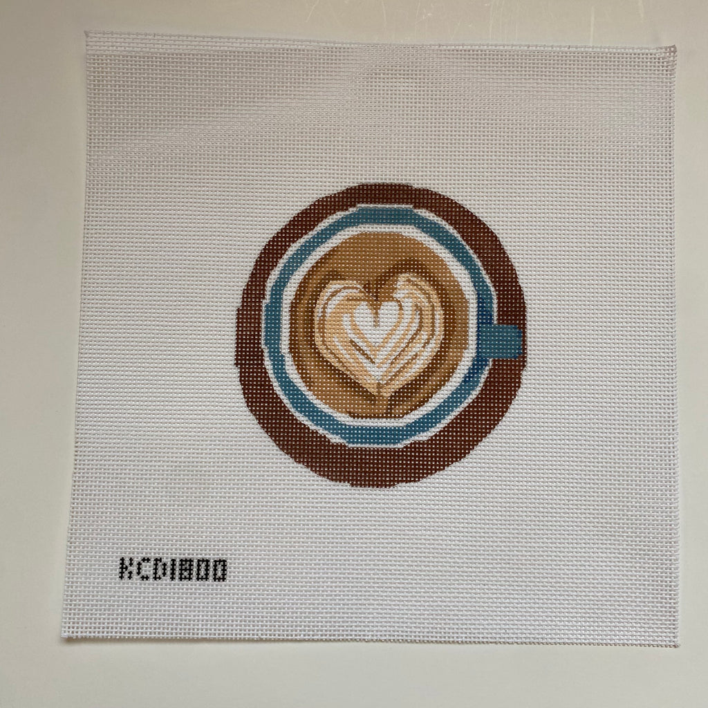 Latte with Heart Canvas - KC Needlepoint