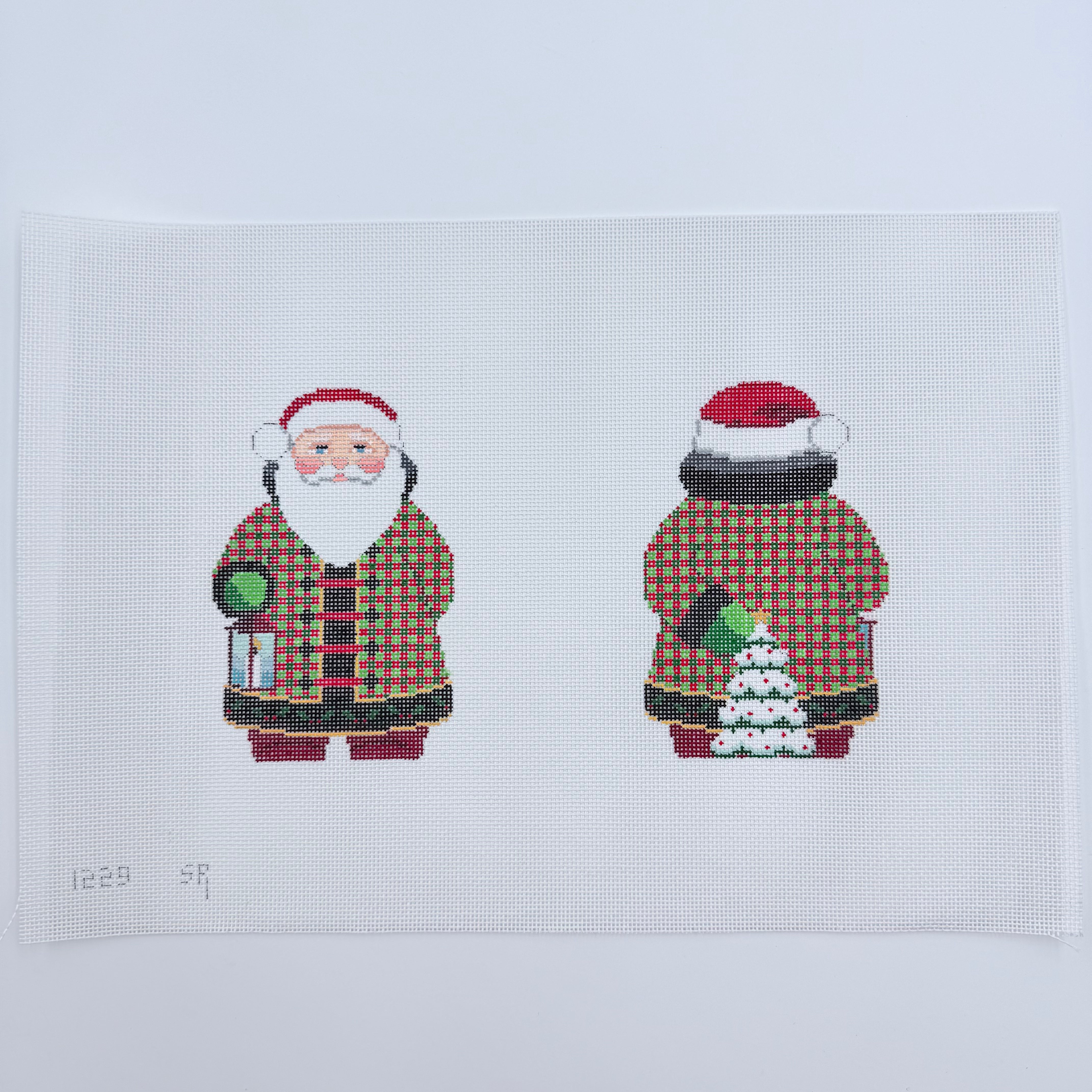 Checker Coat Santa Two Sided Canvas - KC Needlepoint