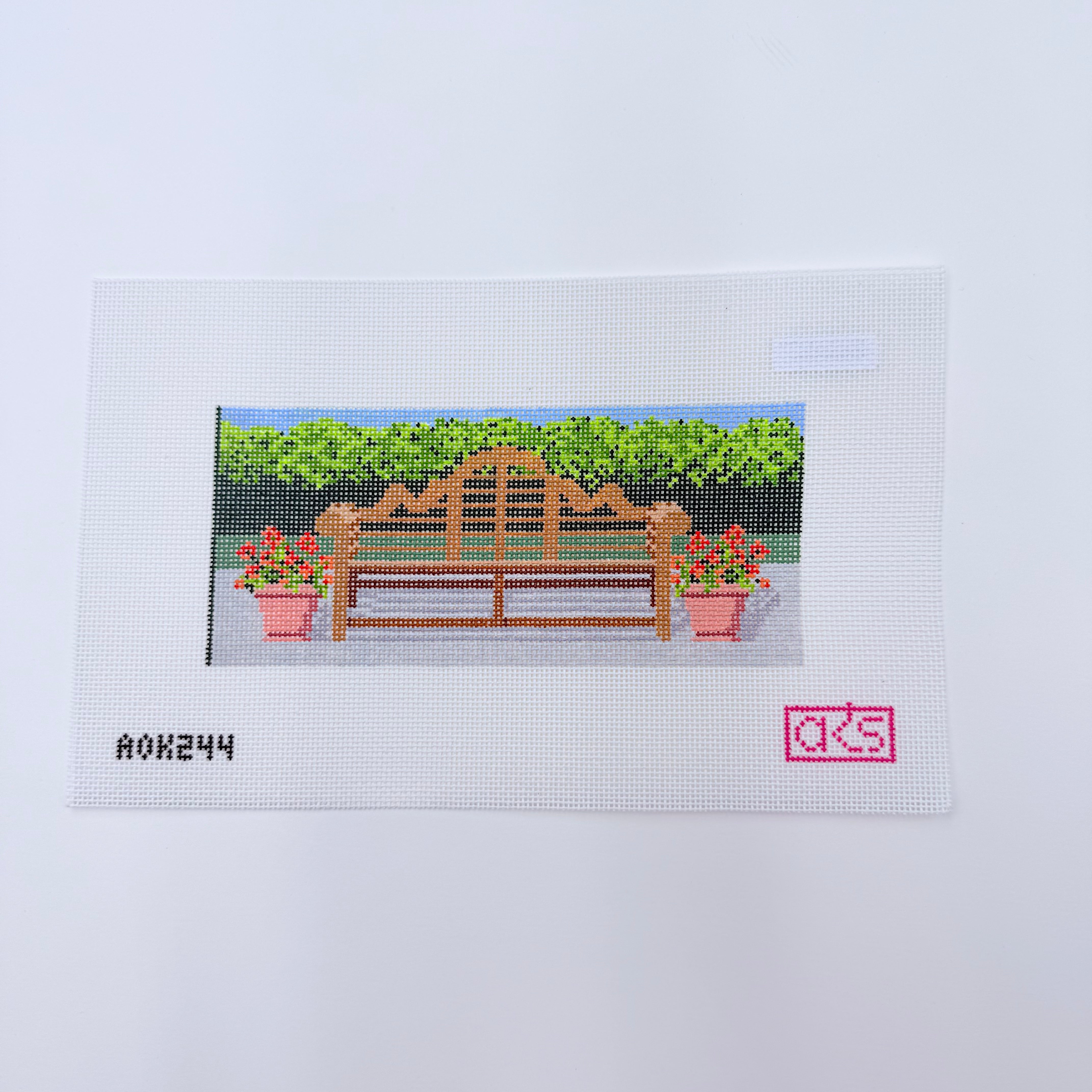 Sissinghurst Bench in the Garden Canvas - KC Needlepoint