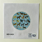 Blue Dogs Round Canvas - KC Needlepoint