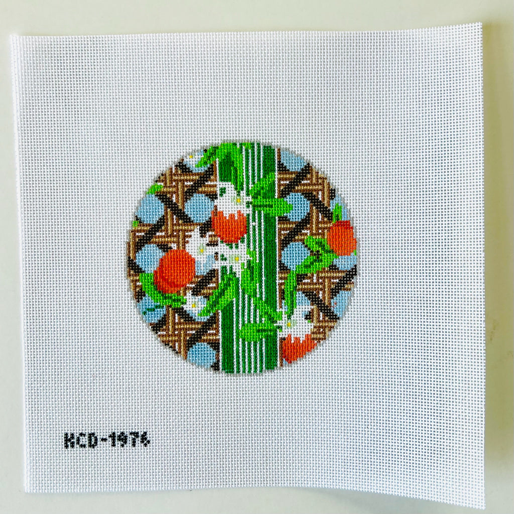 Orange Blossoms on Leigh Round Canvas - KC Needlepoint