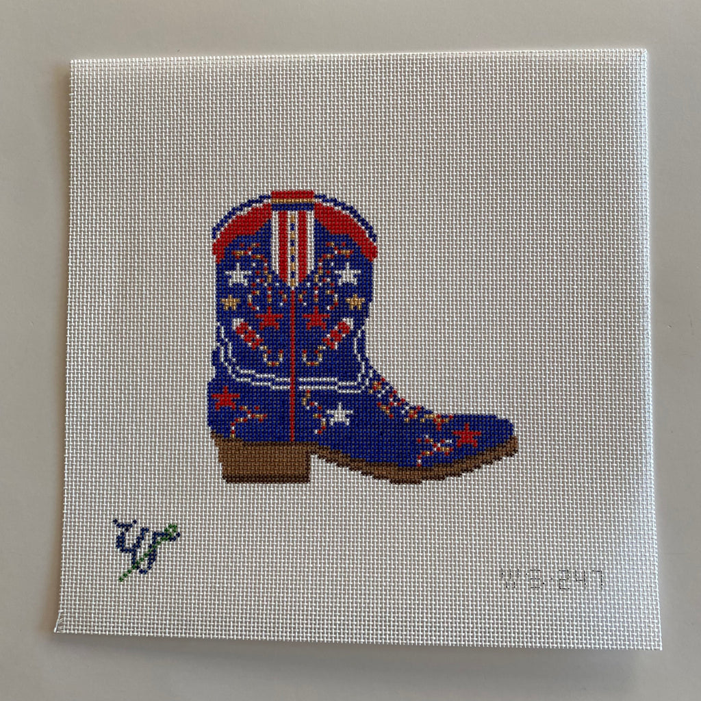 Patriotic Cowboy Boot Canvas - KC Needlepoint