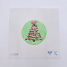 Pink Bow Tree on Green Canvas - KC Needlepoint