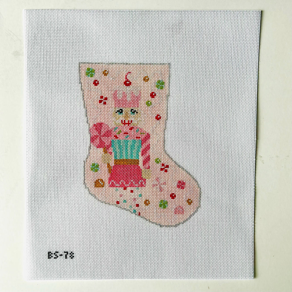 Sugar Sweet Pink Nutcracker Ornament Sized Stocking Canvas - KC Needlepoint