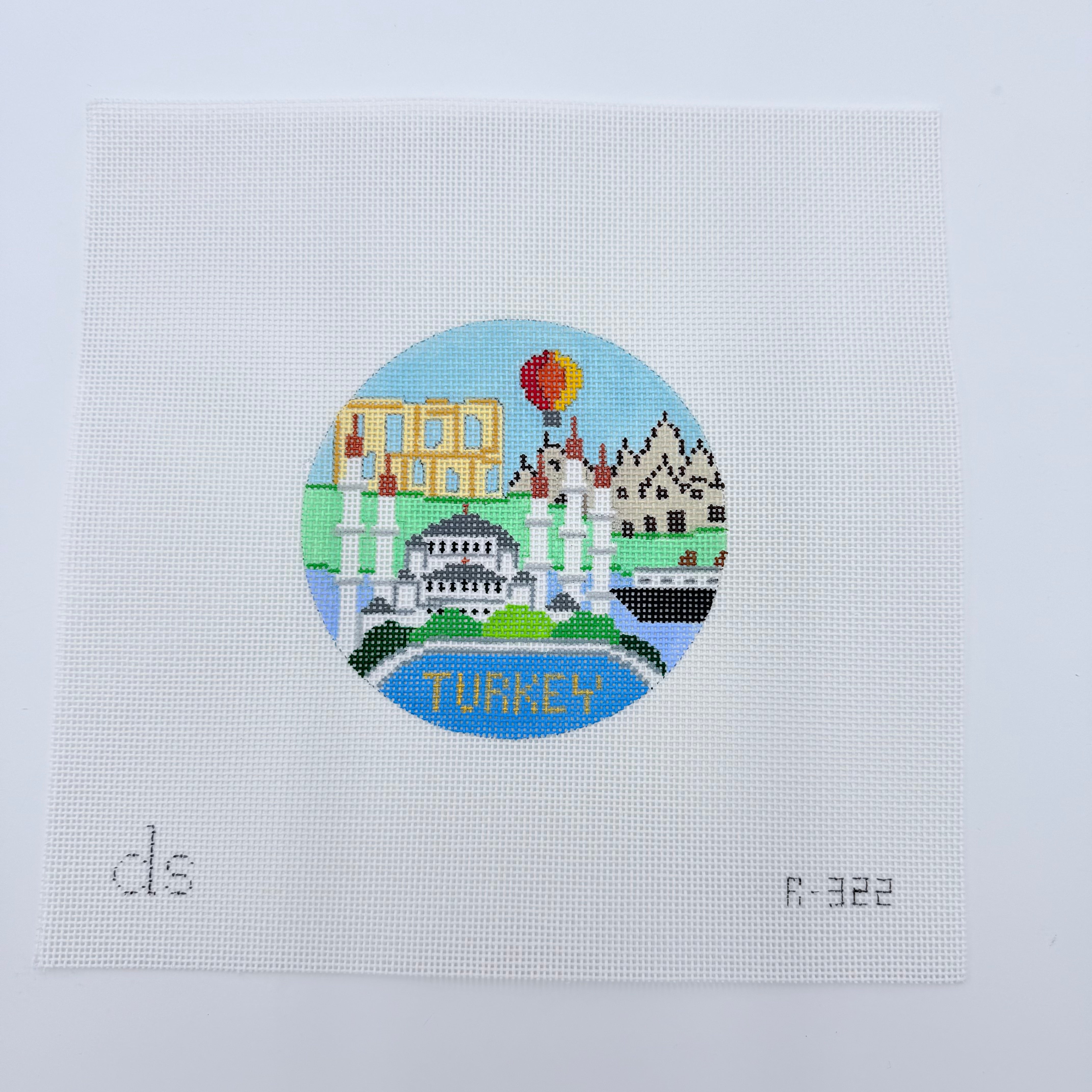 Turkey Travel Round Canvas - KC Needlepoint