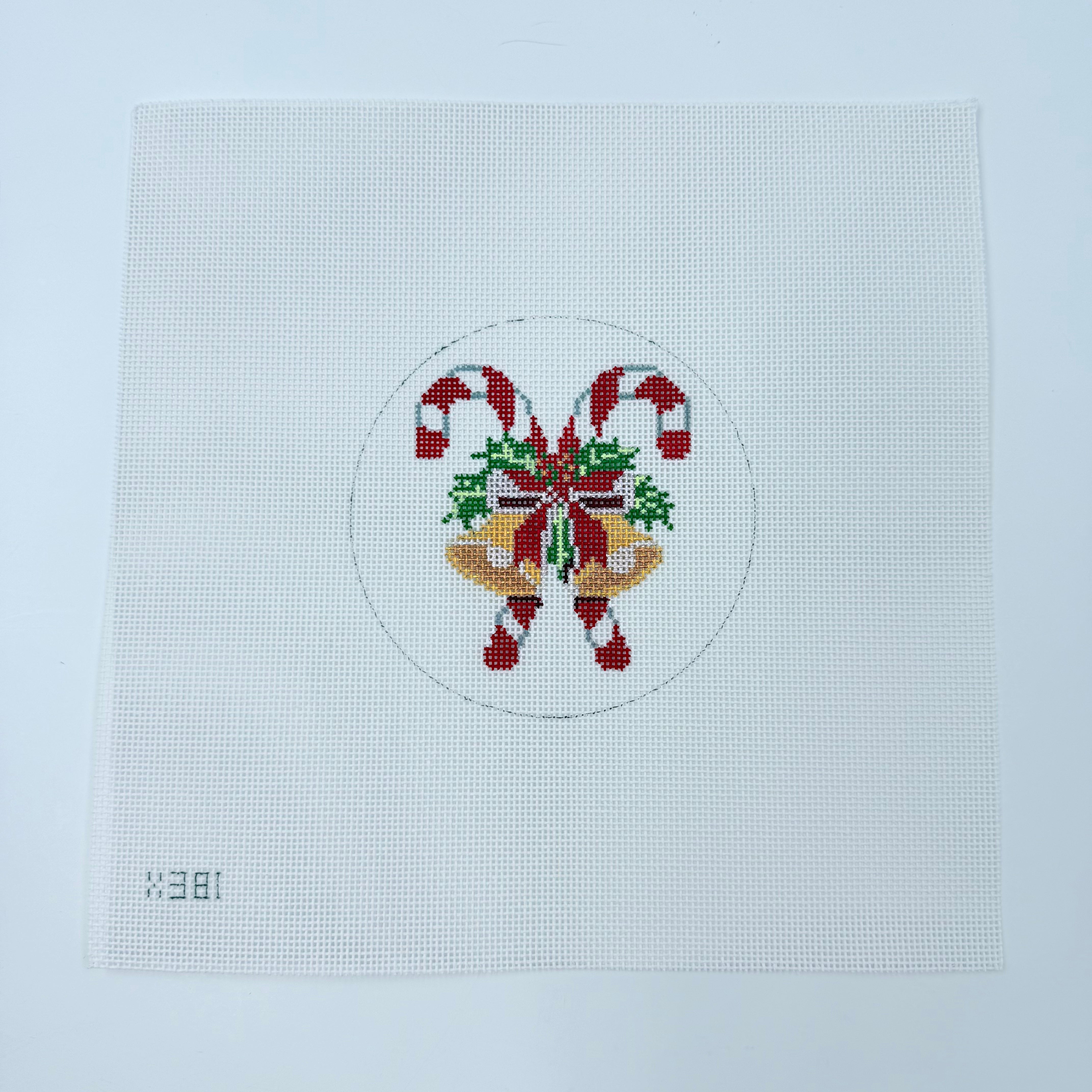 Candy Canes and Bell Canvas - KC Needlepoint