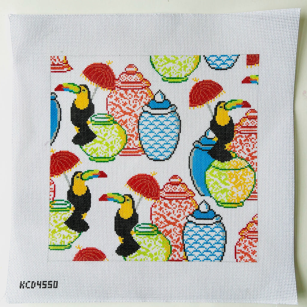 Toucans and Tablescapes Square Canvas - KC Needlepoint