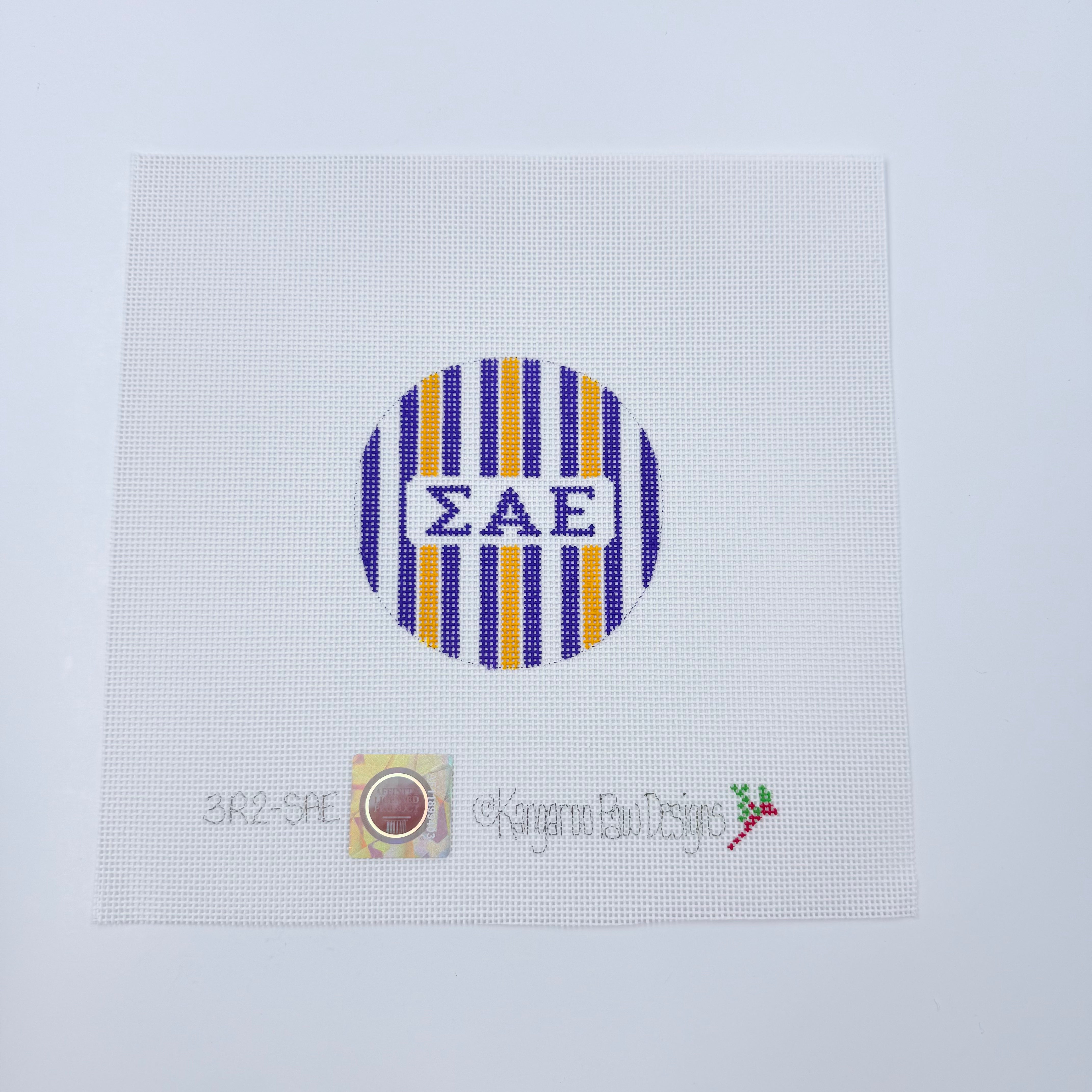 Sigma Alpha Epsilon</br> 3" Round Canvas - KC Needlepoint