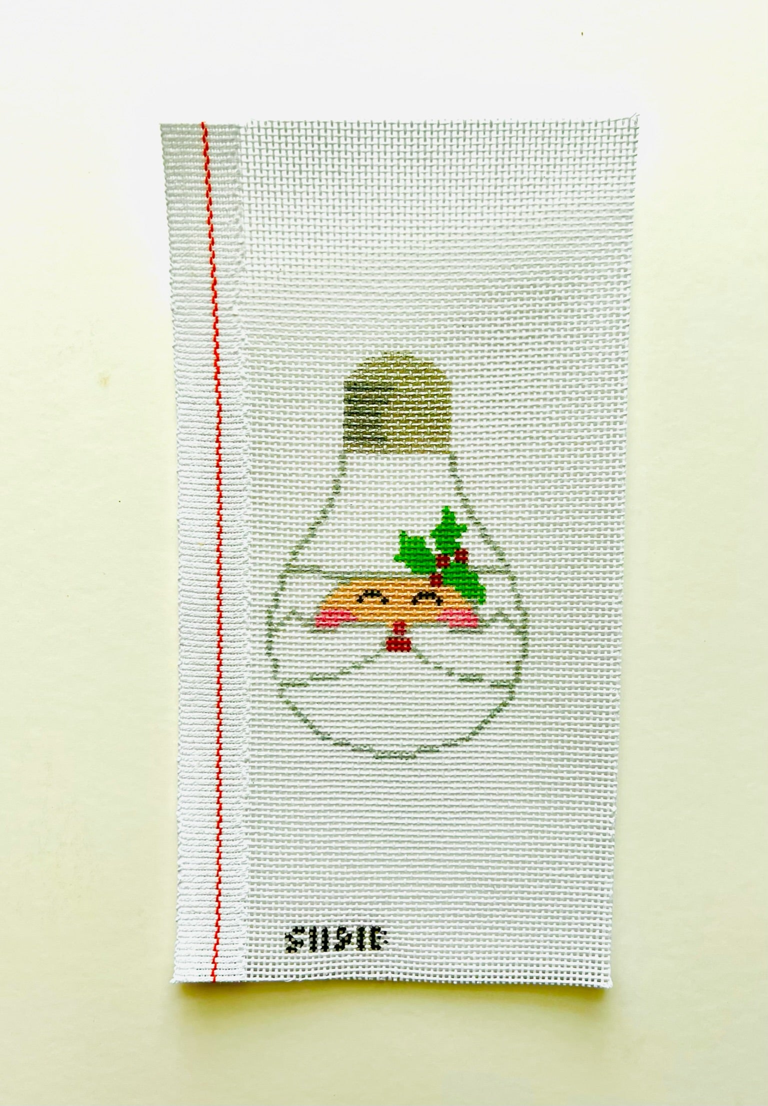 Santa Face Light Bulb Canvas - KC Needlepoint