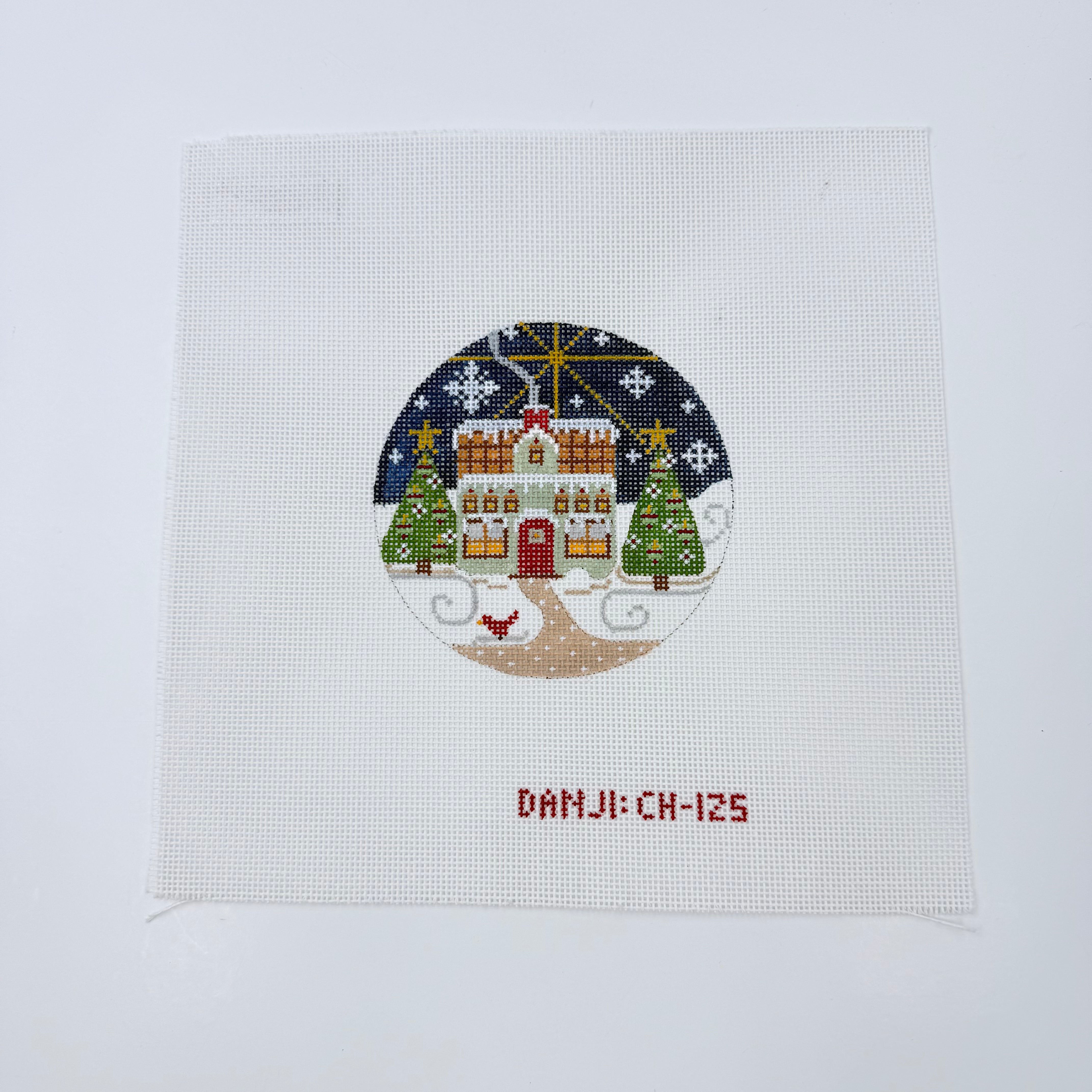 Green House Ornament Canvas - KC Needlepoint