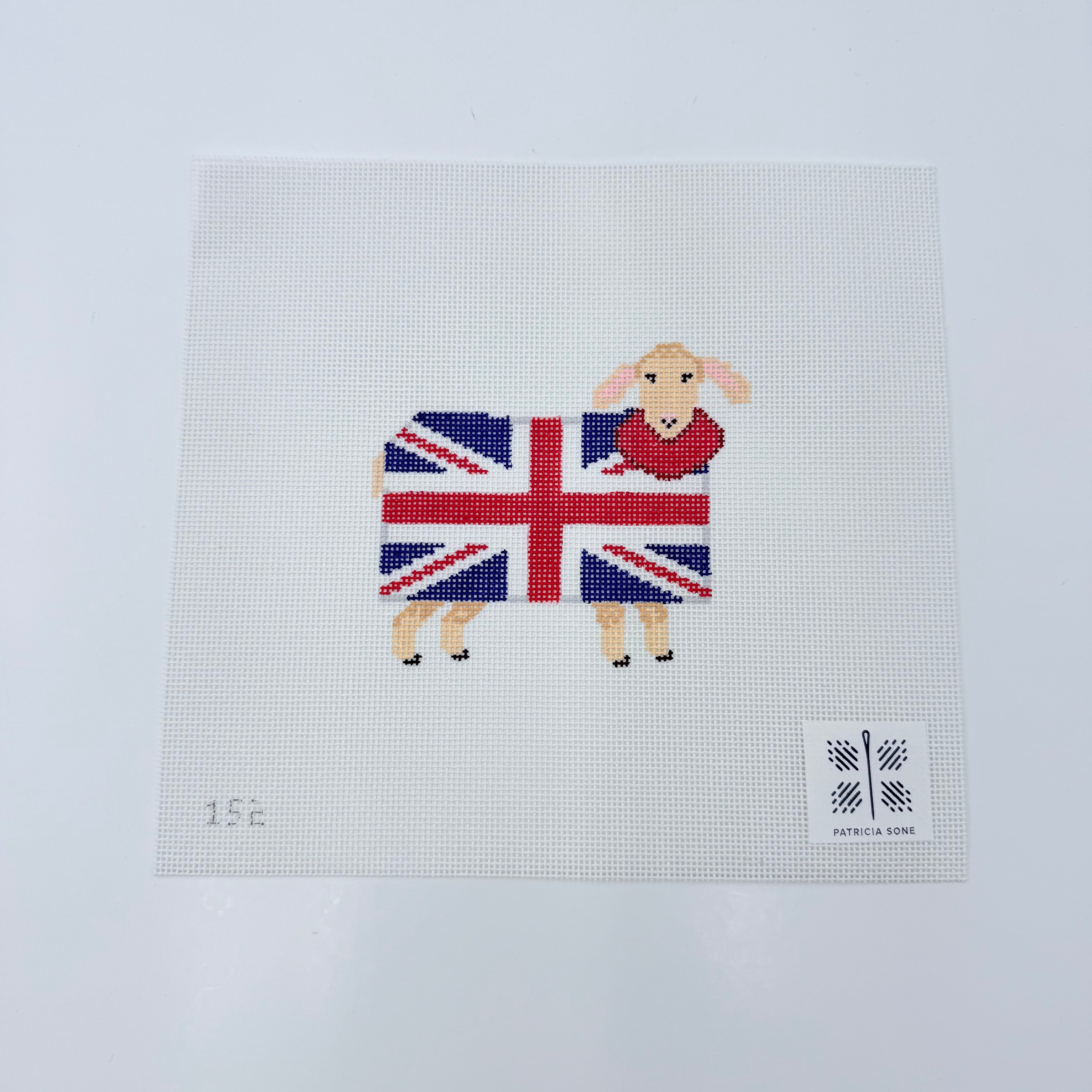 Sheep with English Flag Canvas - KC Needlepoint