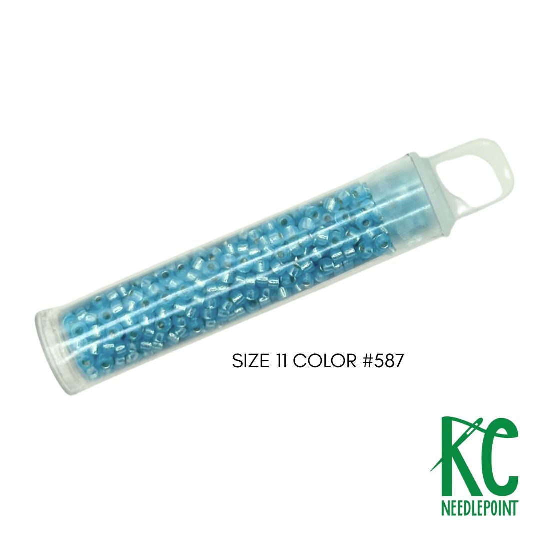 Size 11 Seed Beads 587 Ocean Reef Blue - KC Needlepoint