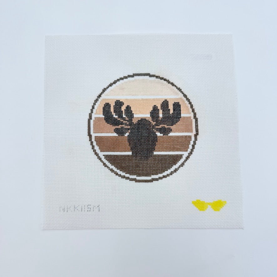 Moose Head Round Canvas - KC Needlepoint