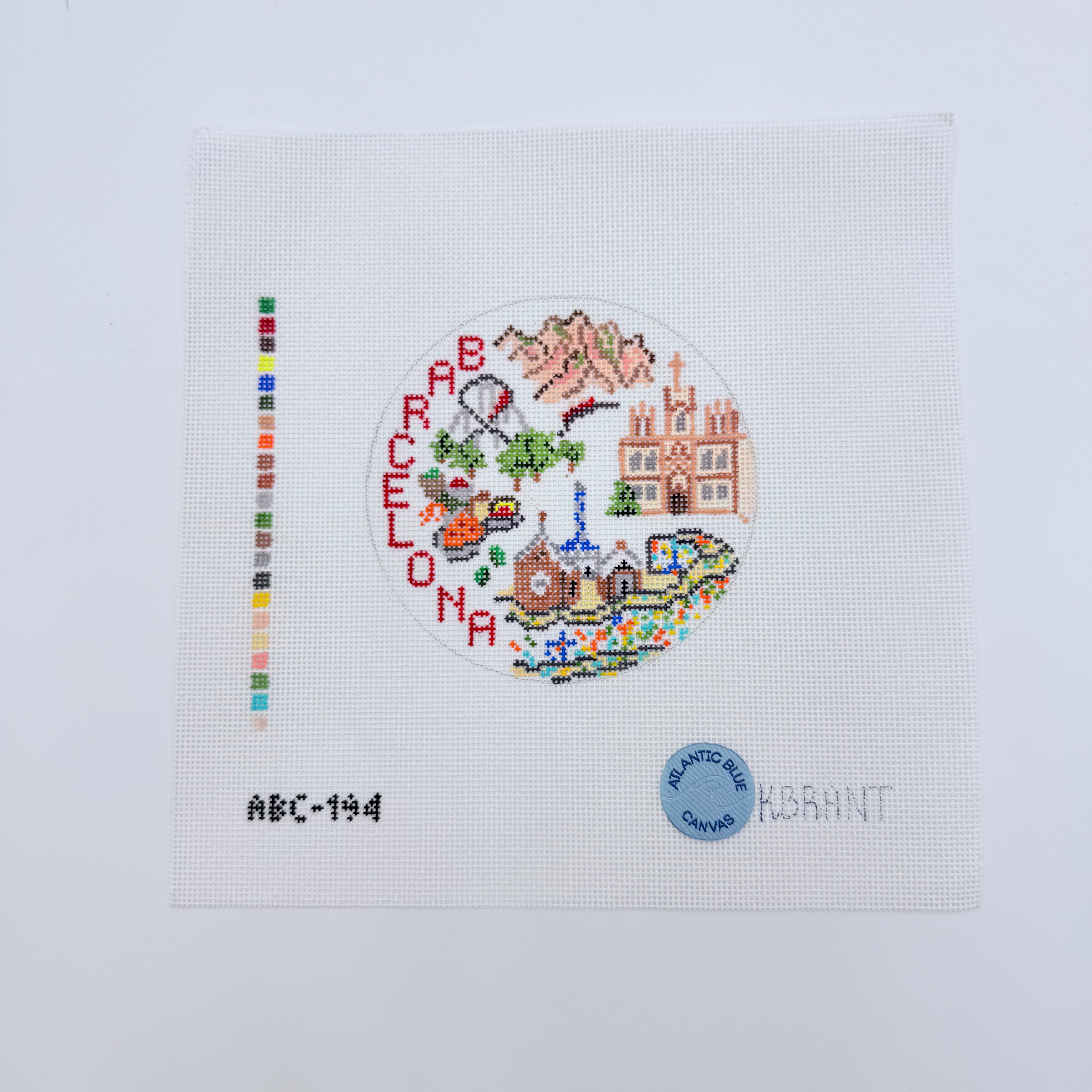 Barcelona Travel Round Canvas - KC Needlepoint