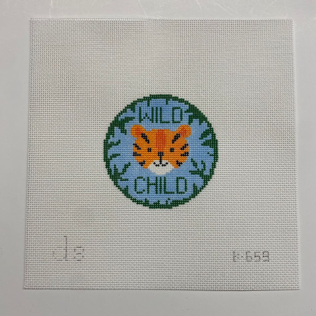 Wild Child Round Canvas - KC Needlepoint