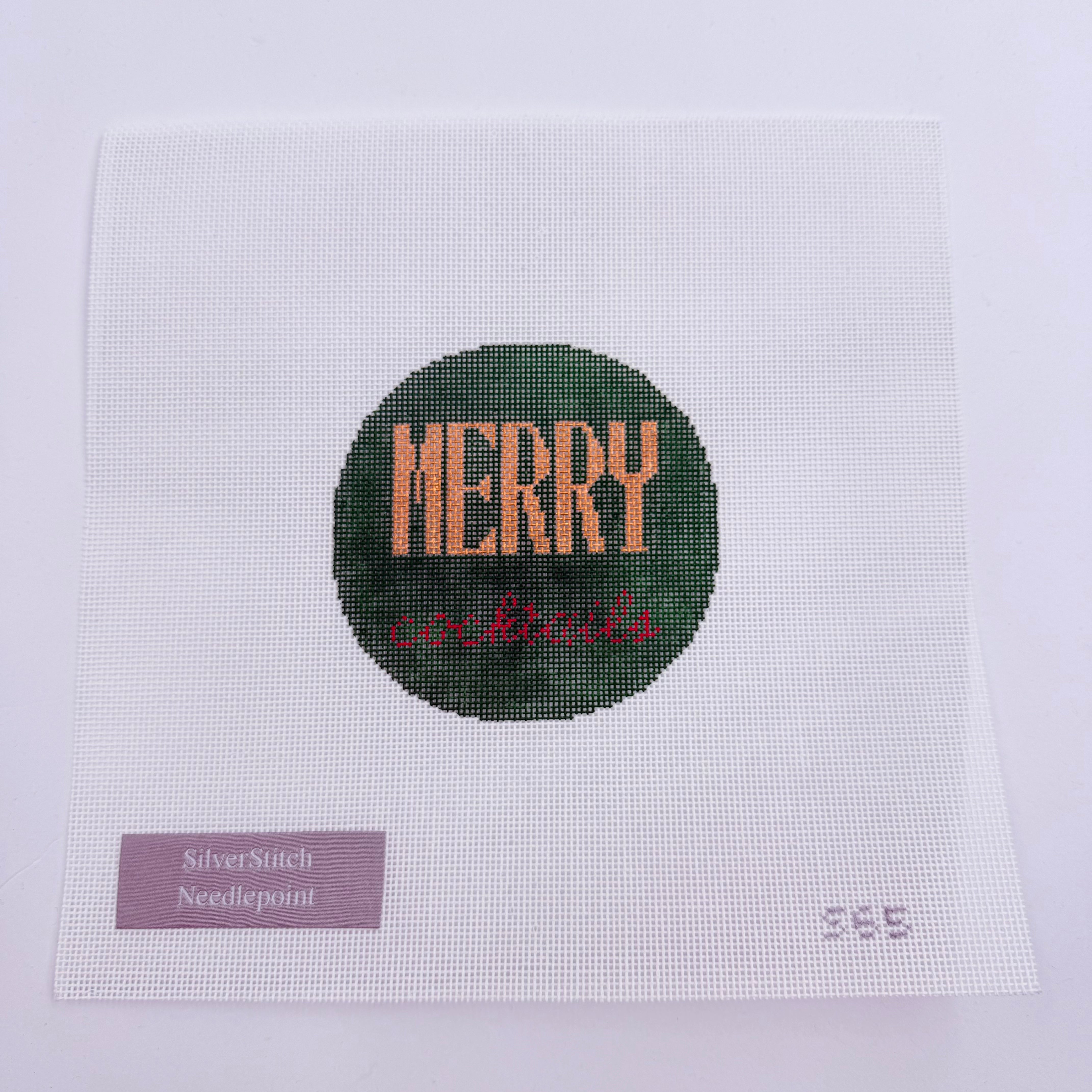 Merry Cocktails Round Canvas - KC Needlepoint