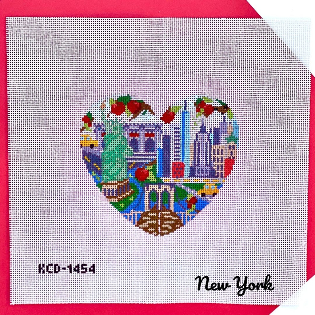 New York Heart Canvas - KC Needlepoint