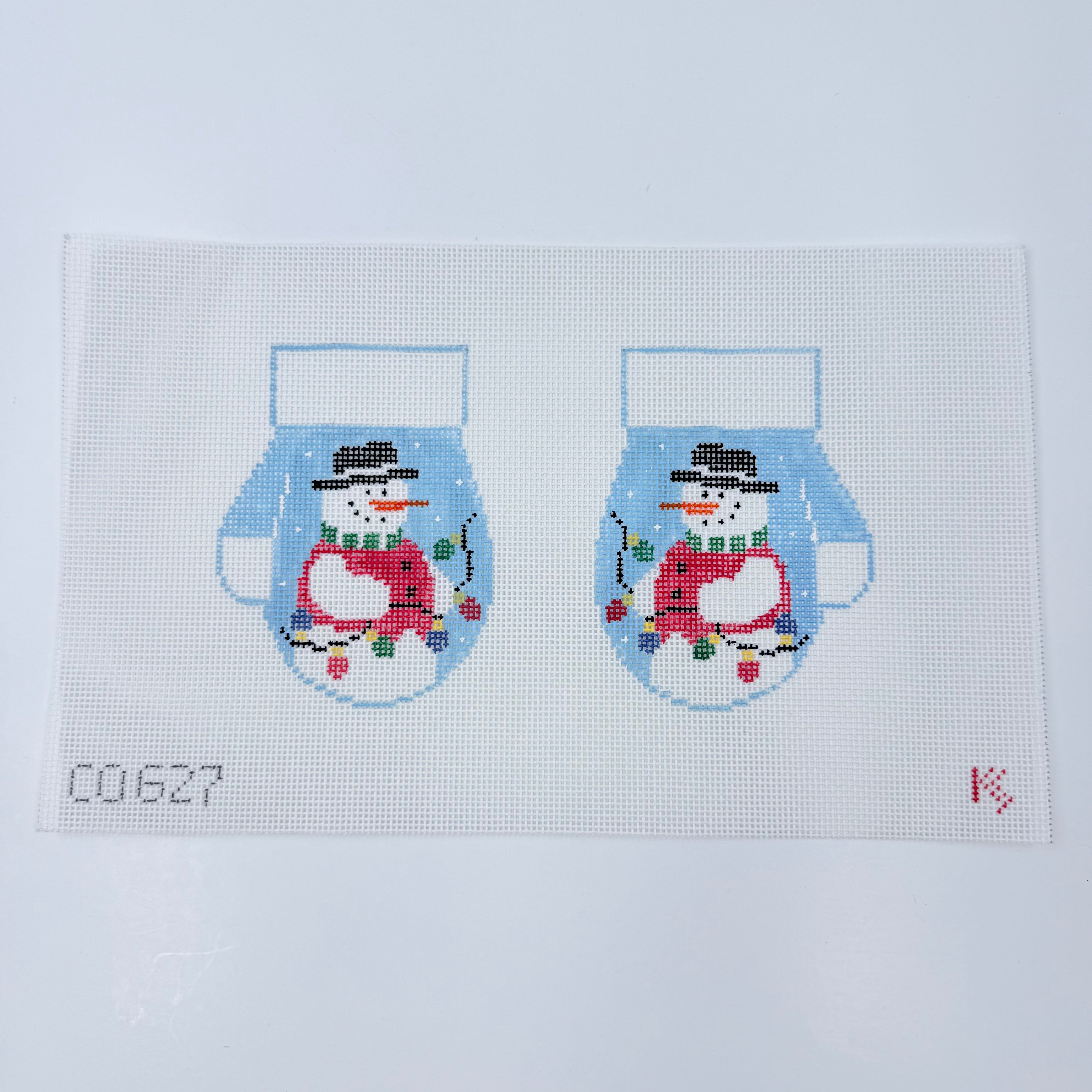 Snowman Mittens Canvas - KC Needlepoint