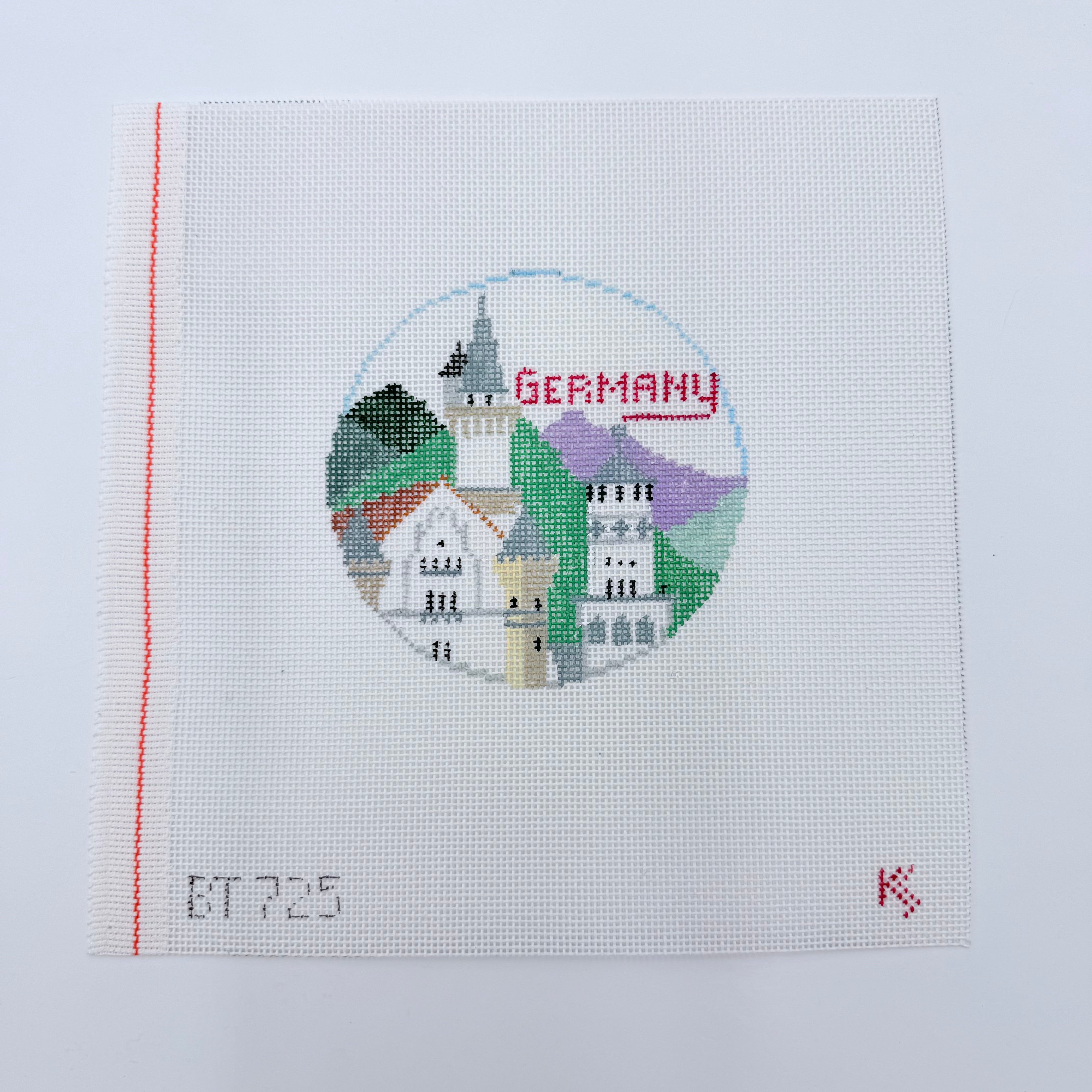 Germany Travel Round Canvas - KC Needlepoint